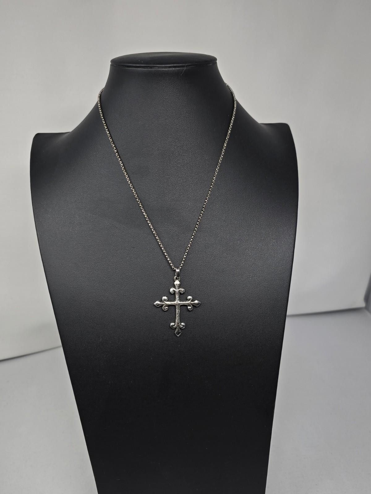 Other Retired James Avery Fleur De Lis Cross 2" Pendant 18" Chain Size ONE SIZE - 1 Thumbnail