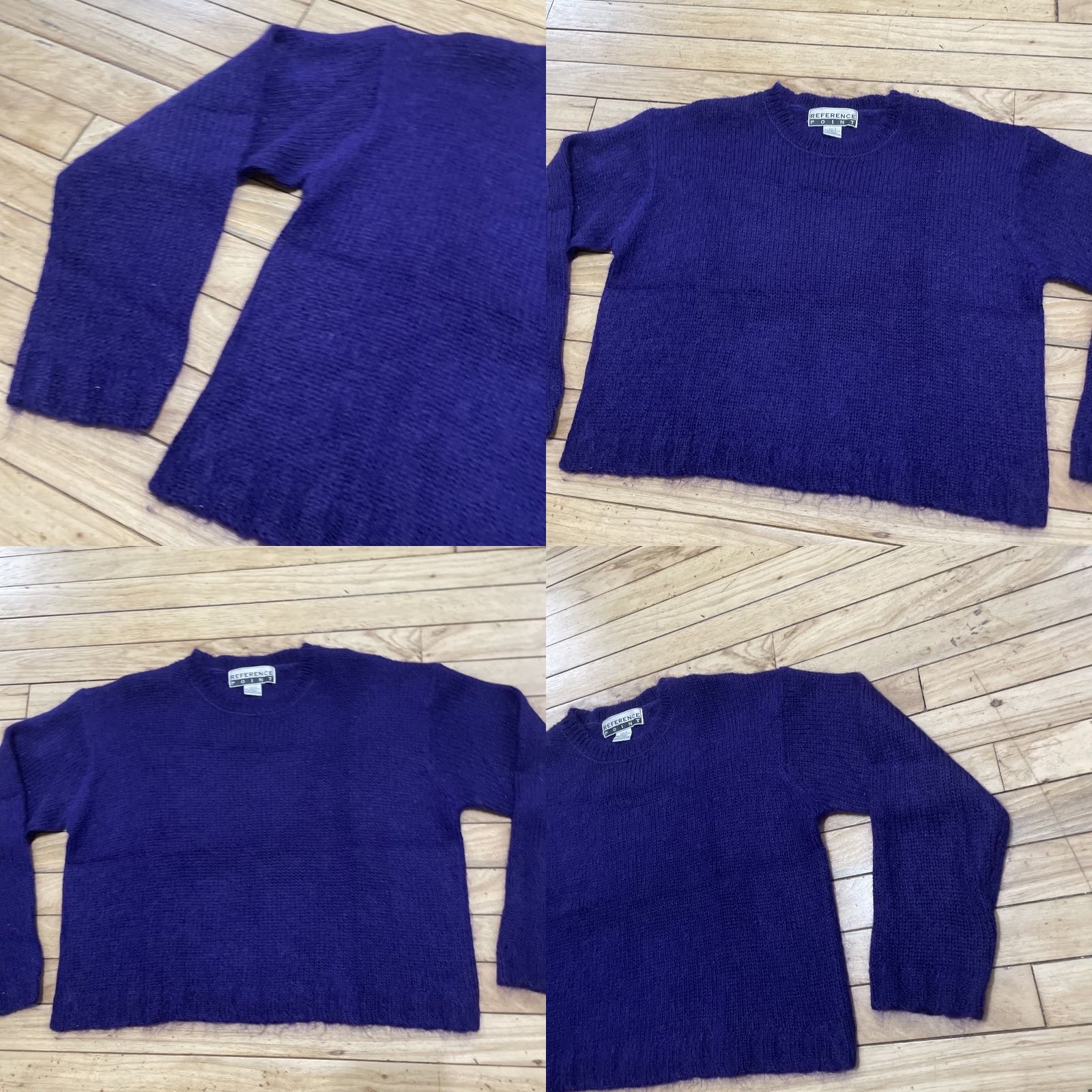 Vintage VINTAGE Reference Point Sweater Wool Mohair Women S Royal Purple 90s Crop Knit Pullover Long Sleeve V-Neck Button Sheep? (Wait) Size S / US 4 / IT 40 - 10 Thumbnail