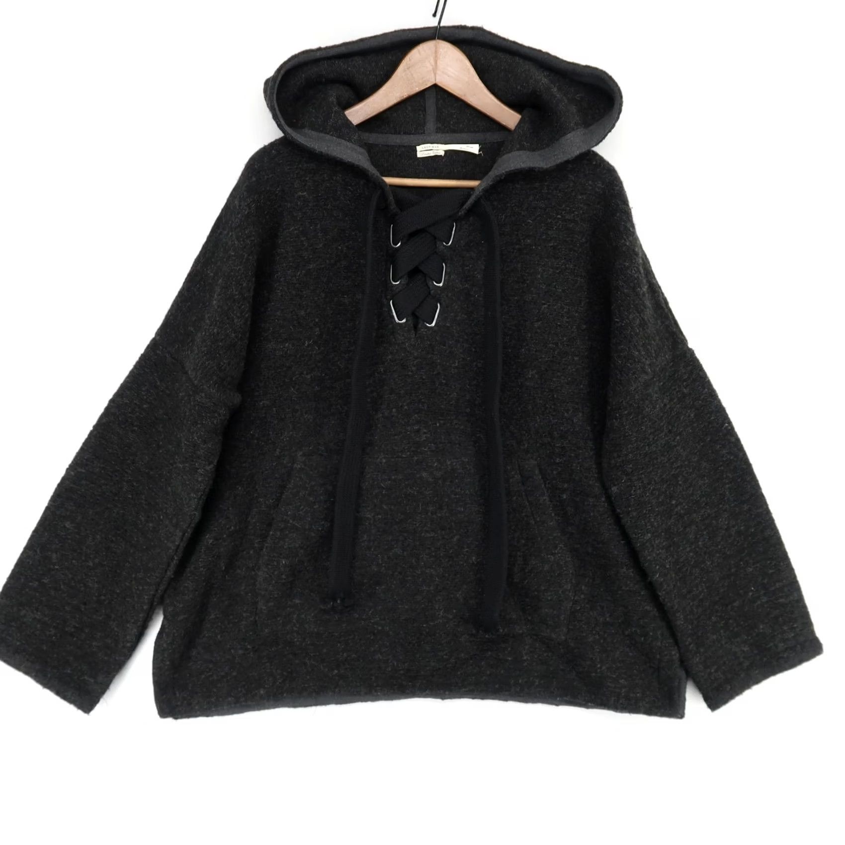 Vintage Leon Max Hoodie Womens M Gray Sweater Dark Lace Pullover Limited Wool Blend Size M / US 6-8 / IT 42-44 - 2 Thumbnail