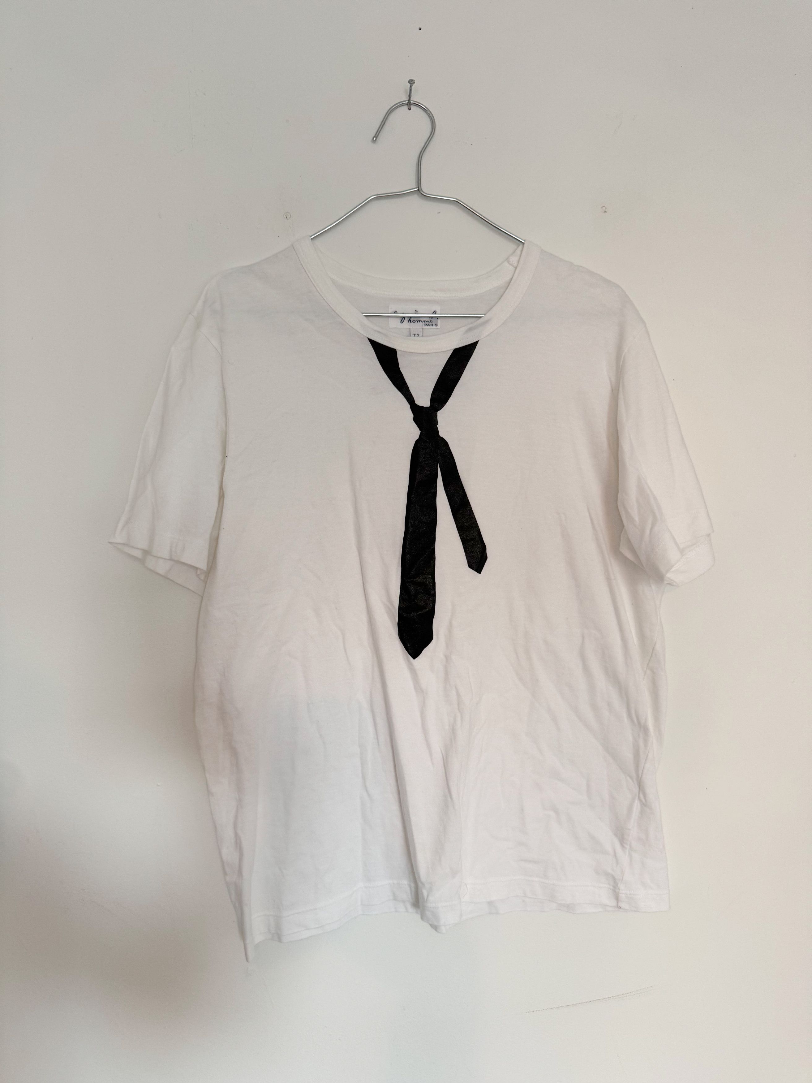 agnes b. Vintage Agnes B Trompe L'Oeil Tie T Shirt Size US M / EU 48-50 / 2 - 1 Thumbnail