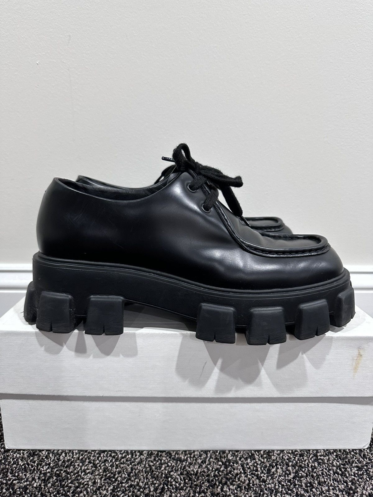 Prada Prada Monolith Chunky Sole Black Leather Derby Size US 8 / EU 41 - 2 Thumbnail