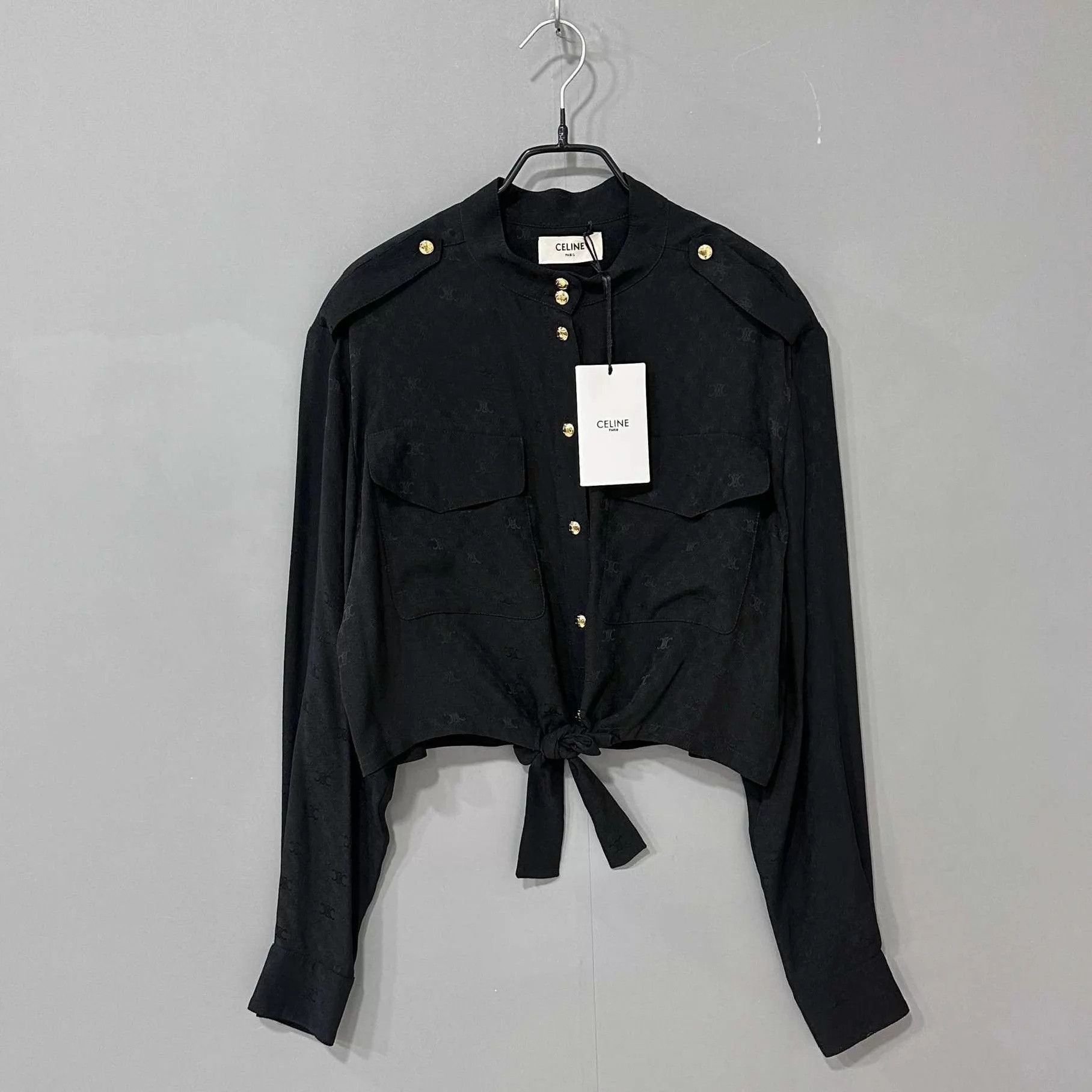 Celine Celine Triomphe monogram gold button shirt FR38 New W/ Tags Size XS / US 0-2 / IT 36-38 - 1 Thumbnail