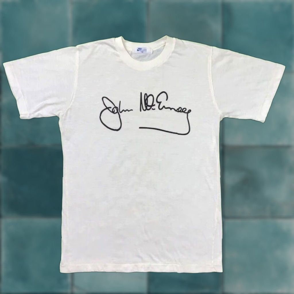 Nike VINTAGE Nike T Shirt USA Rare Challenge Court John McEnroe Tennis OG 80s Japan Mens/Unisex White Short Sleeve Crew Neck Graphic Tee 100% Cotton Size US M / EU 48-50 / 2 - 1 Thumbnail