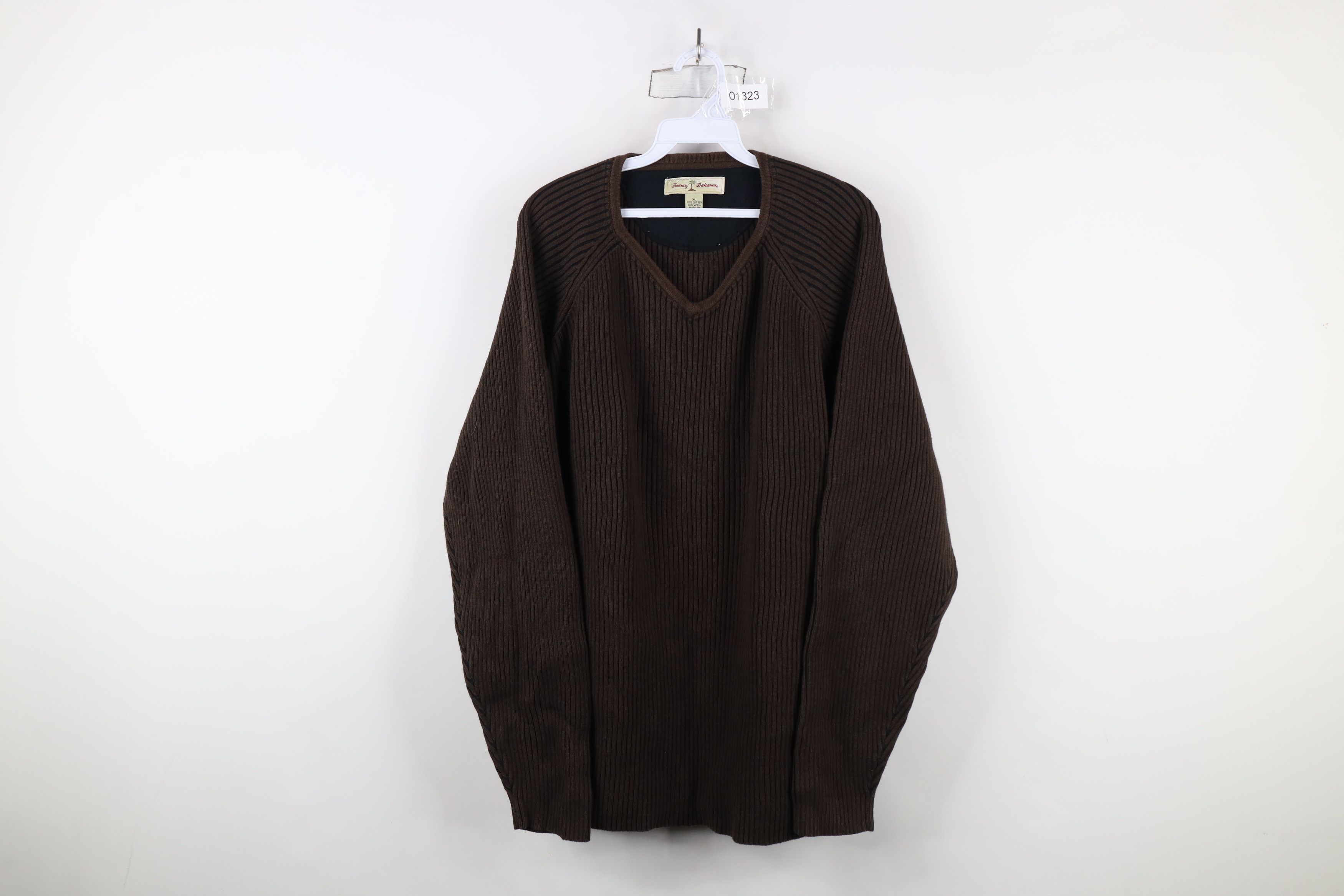 Tommy Bahama × Vintage Vintage Tommy Bahama Wool Blend Ribbed Knit Sweater Brown Size US XL / EU 56 / 4 - 1 Thumbnail