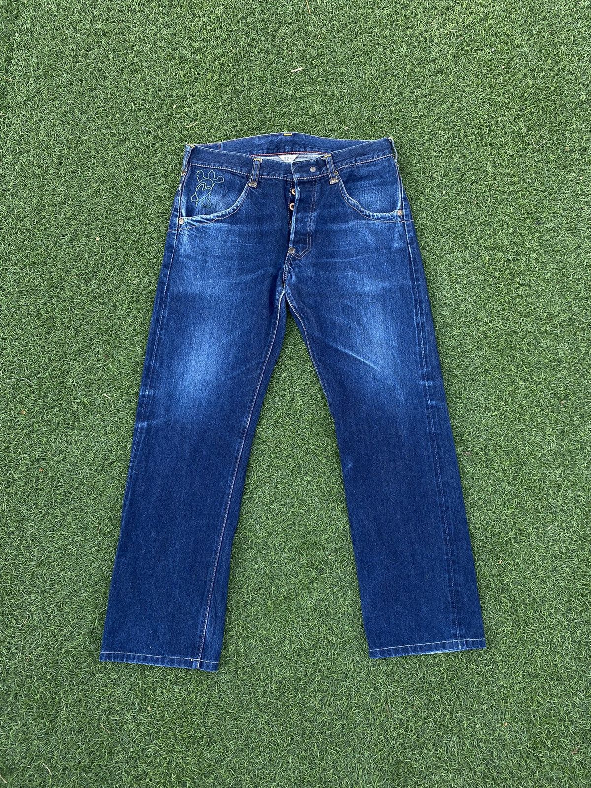 Evisu × Japanese Brand EVISU 9055 PHILIP GOSS LEATHER BUCKLE BACK SELVEDGE Size US 35 - 6 Thumbnail