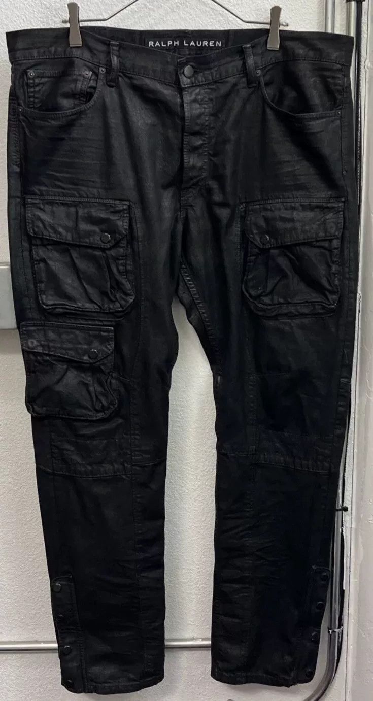 RRL Ralph Lauren paratrooper moto waxed cargo pants black Size US 32 / EU 48 - 1 Thumbnail