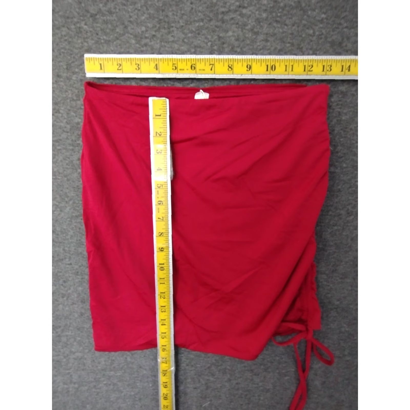 Vintage Toluca Swim NYX Ruched Swim Skirt/Coverup M Berry Red Nylon Spandex Solid Beach Flower Womens Cover Skirt 90s? Size ONE SIZE - 4 Thumbnail