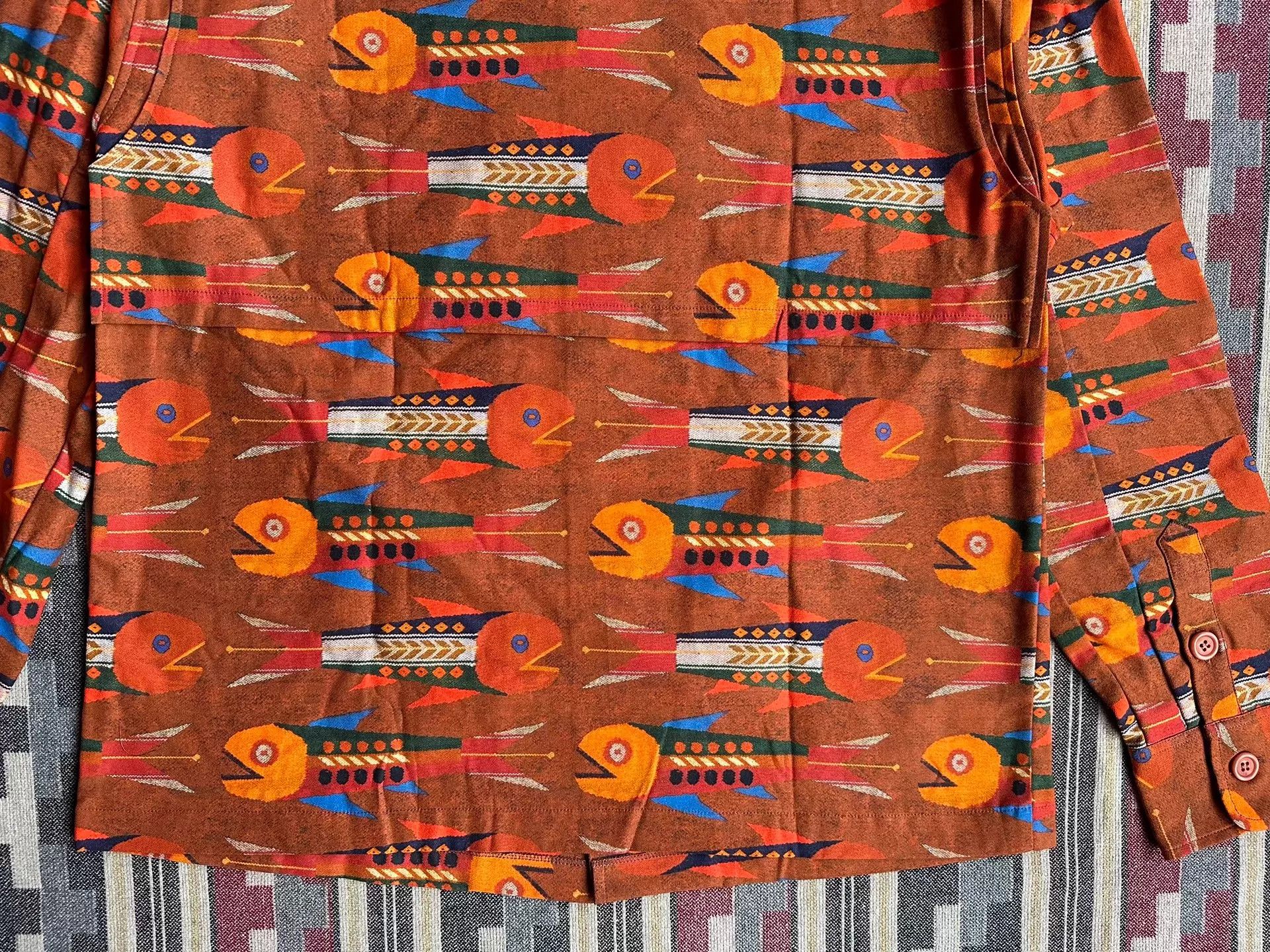 Nigel Cabourn Nigel Cabourn Overshirt w/ Cape Multi Fish Print Size US S / EU 44-46 / 1 - 6 Thumbnail