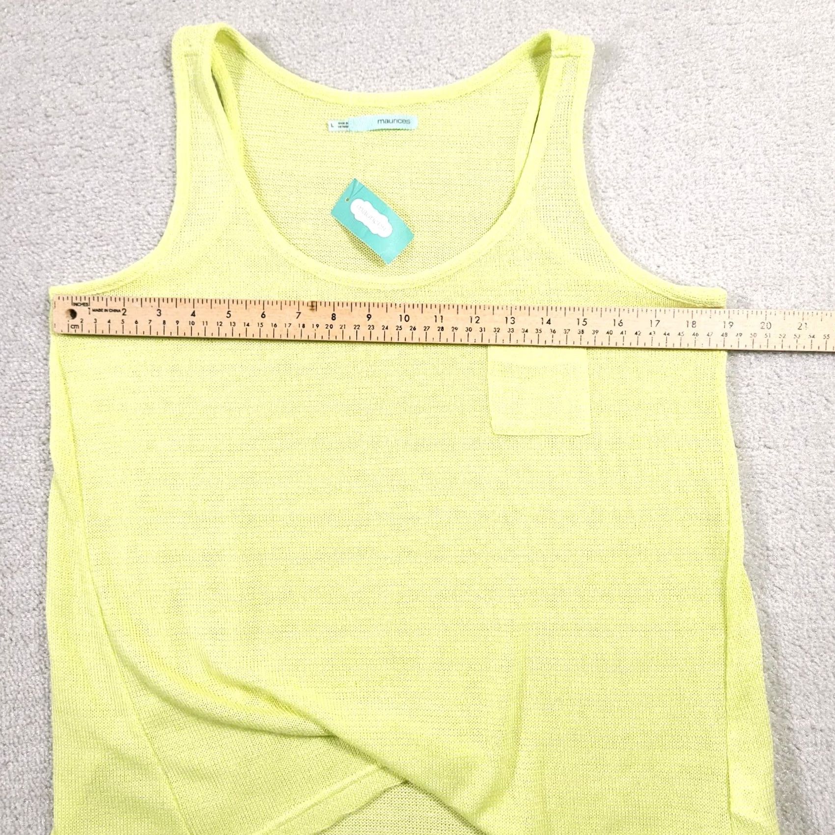 Vintage Maurices Tank Top Adult Large Lime Green Pocket Stretch Scoop Neck Womens Size L / US 10 / IT 46 - 3 Thumbnail