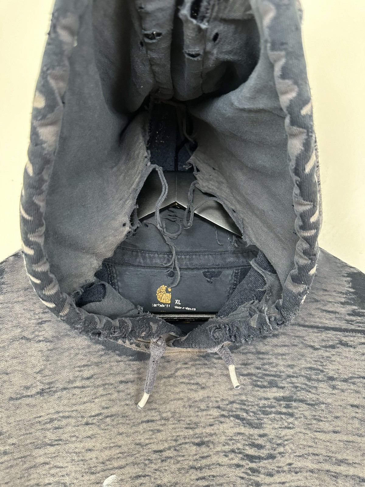 Carhartt × Vintage (XL) INSANE THRASHED SHEER Navy Carhartt Hoodie Size US XL / EU 56 / 4 - 10 Thumbnail