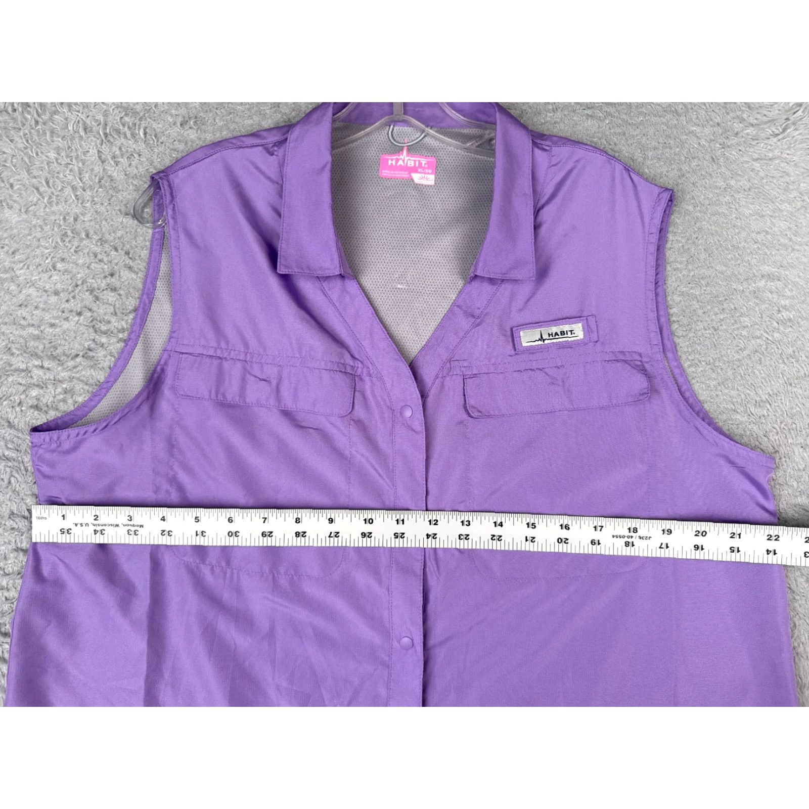 Habitat Habit Shirt Women Button-Up Sleeveless Purple Extra Large Vented Angler Fish Casual Workwear Summer Spring Breathing Pockets Size S / US 4 / IT 40 - 7 Thumbnail