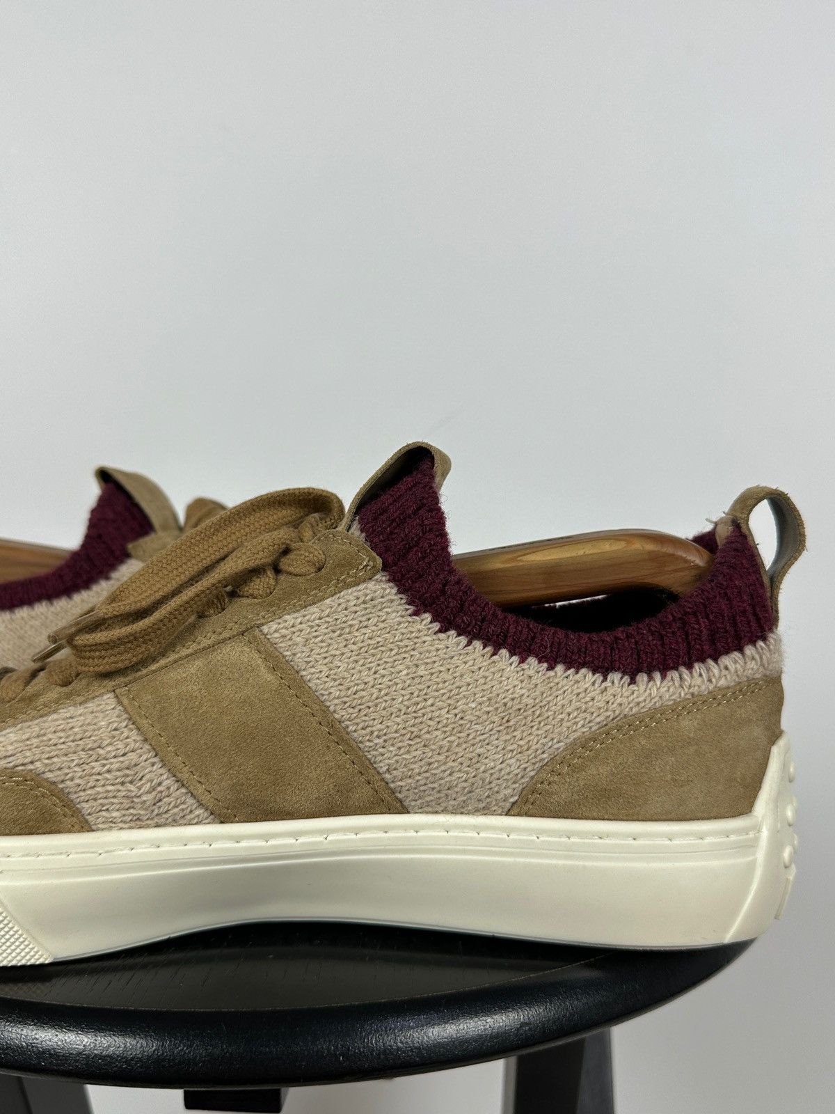 Tod's Tod’s Knit Suede Beige/Burgundy Low Top Lace Up Sneakers Size US 9 / EU 42 - 20 Thumbnail