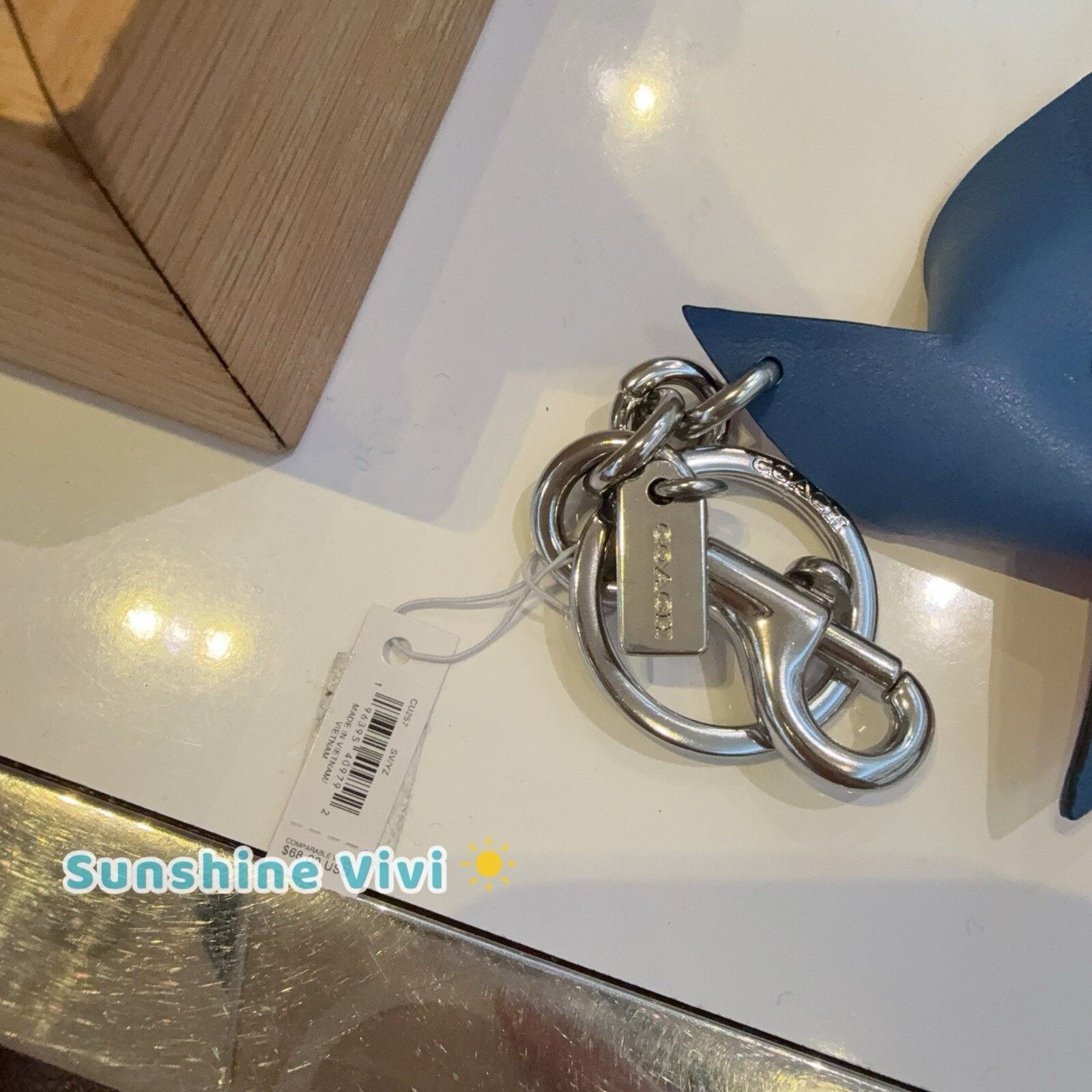 Coach NWT Coach Pinwheel Leather Sky Blue Bag Charm Key Ring CU257 Size ONE SIZE - 4 Thumbnail