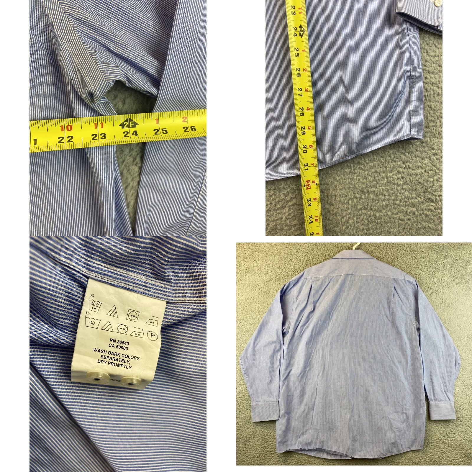 Tommy Hilfiger VINTAGE Tommy Hilfiger Button-Down Shirt Men Large Long Sleeve 17 34/35 Blue Classic Cotton Button-Up Mens Shirt Size US XL / EU 56 / 4 - 8 Thumbnail