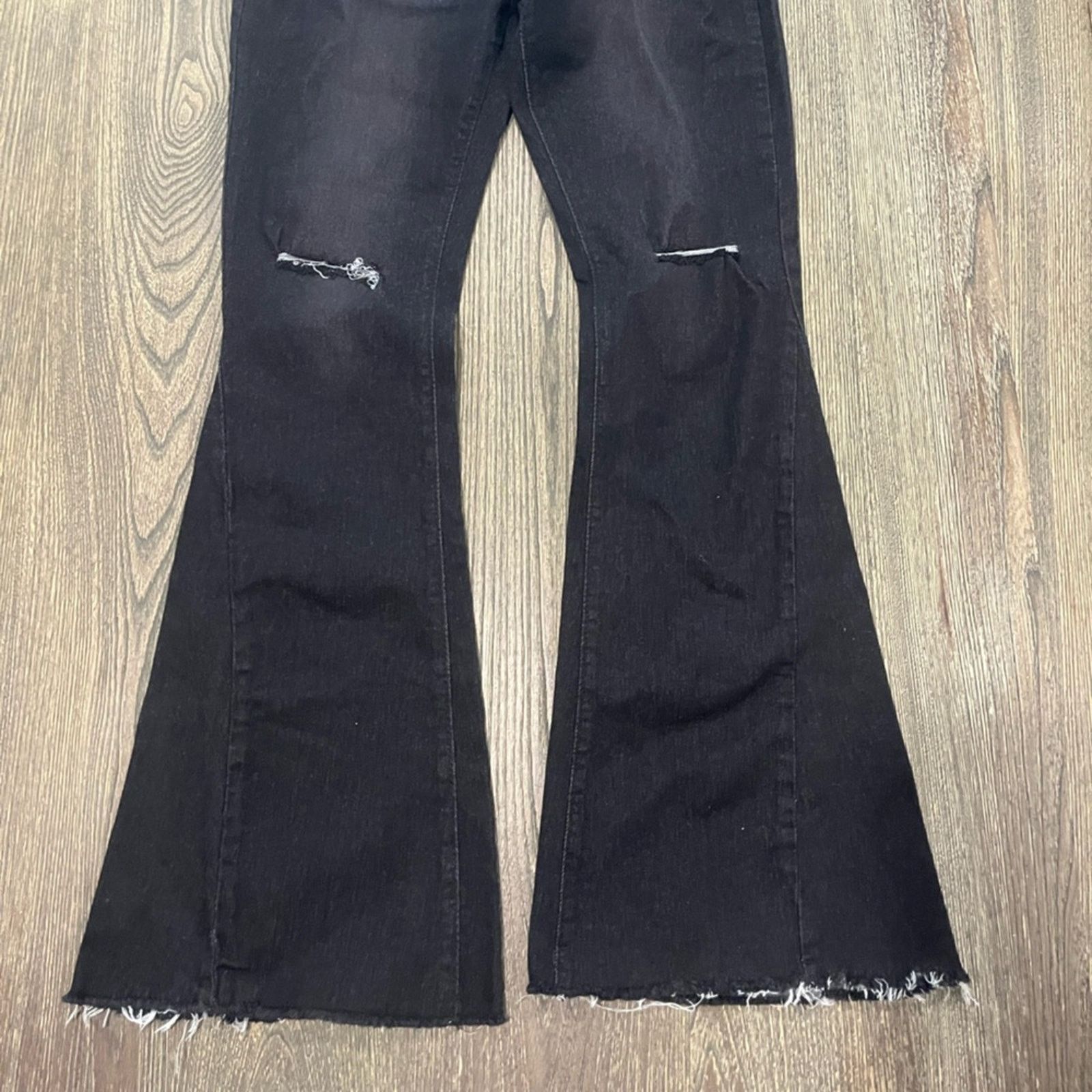 Vintage Fashion Flared Pants High Rise Elastic Waist Raw Hem Size S Size 26" / US 2 / IT 38 - 3 Thumbnail