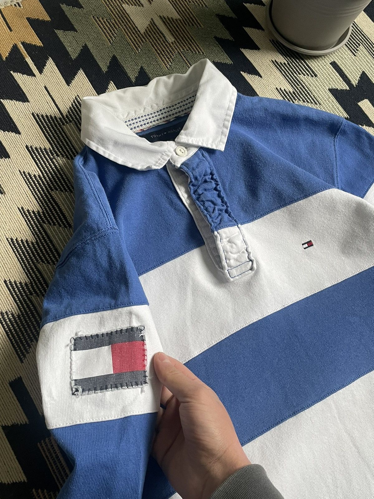 Tommy Hilfiger × Vintage Vintage Tommy Hilfiger #5 Striped Rugby Longsleve Size US L / EU 52-54 / 3 - 7 Thumbnail