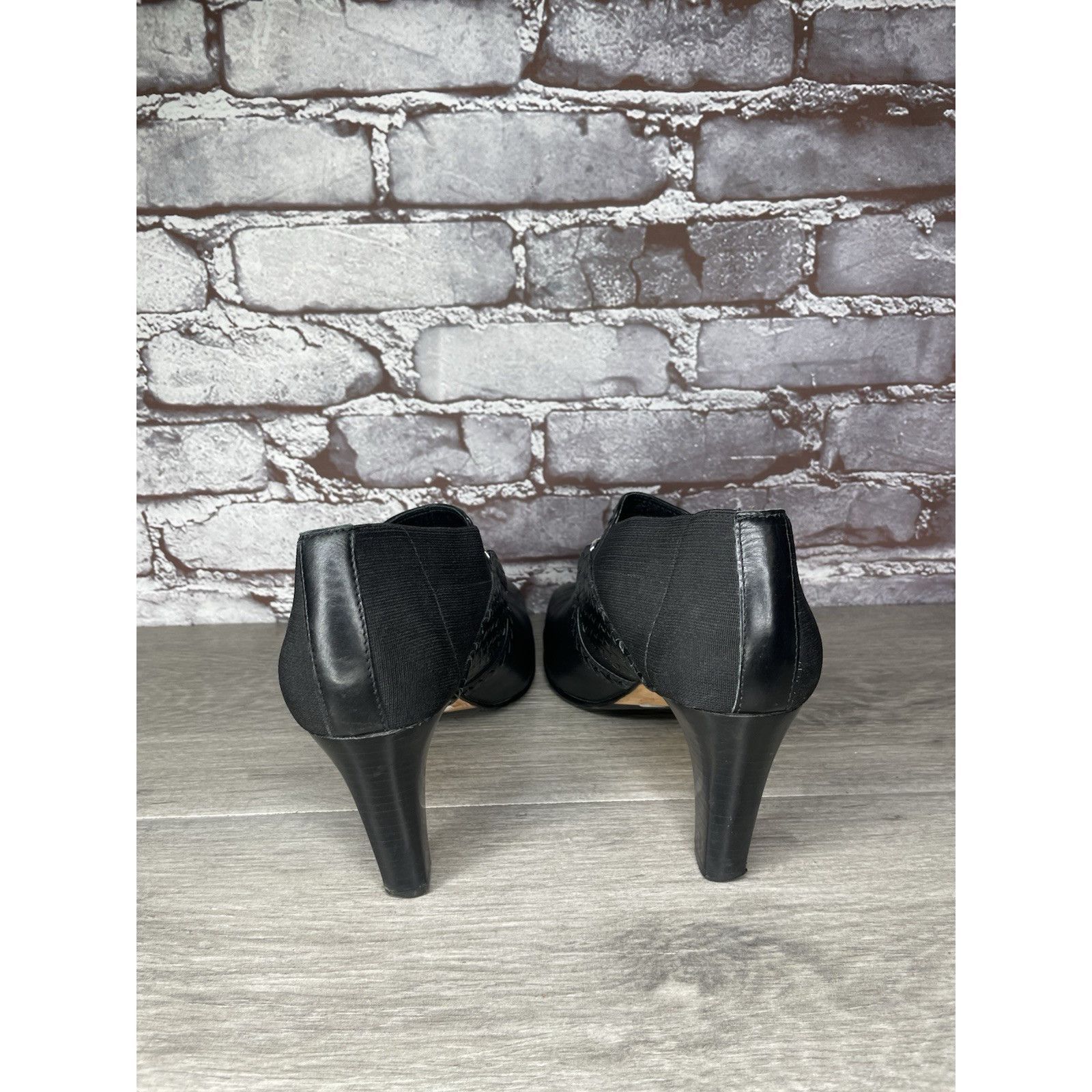Brighton Brighton Rizzo Black Leather Silver Elastic Heel Ankle Booti Size US 10 / IT 40 - 5 Thumbnail