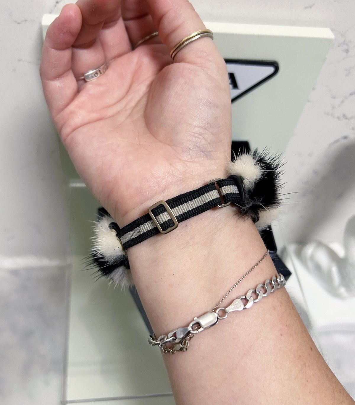 Prada Authentic Prada Rare Runway Mink Cream & Black Fur Bracelet Size ONE SIZE - 8 Thumbnail