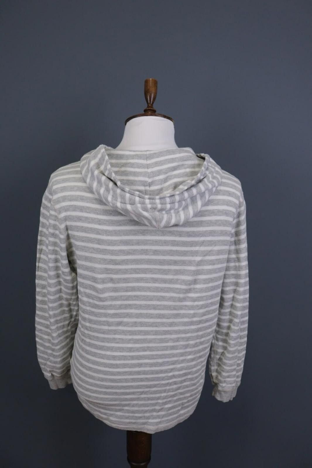 J.Crew J.Crew Gray Striped Henley Knit Hooded Sweater Size M Size US M / EU 48-50 / 2 - 6 Thumbnail