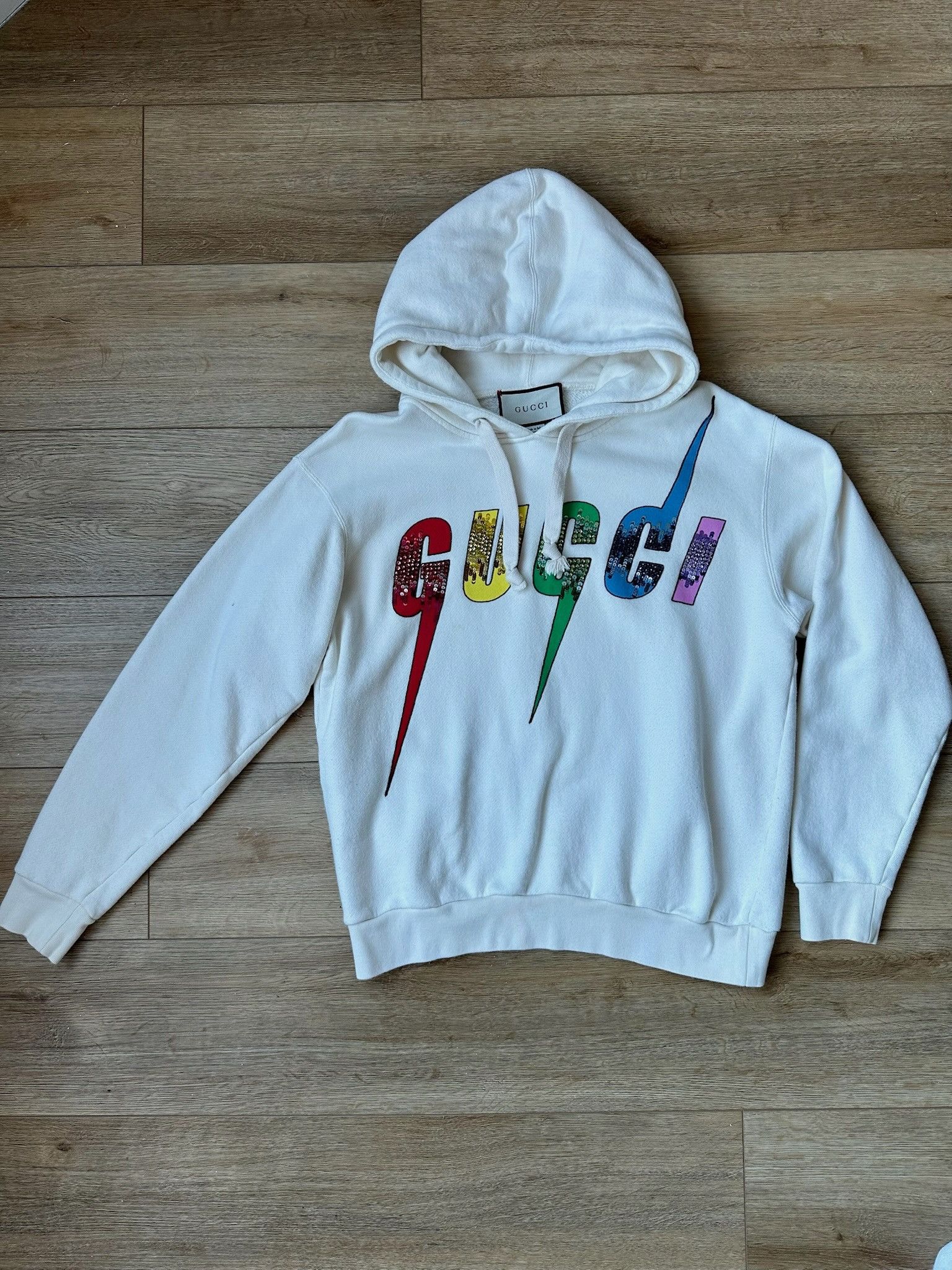 Gucci 🔥[SALE]🔥 Gucci Blade Logo And Sequins Tops White Hoodie Size XS / US 0-2 / IT 36-38 - 7 Thumbnail