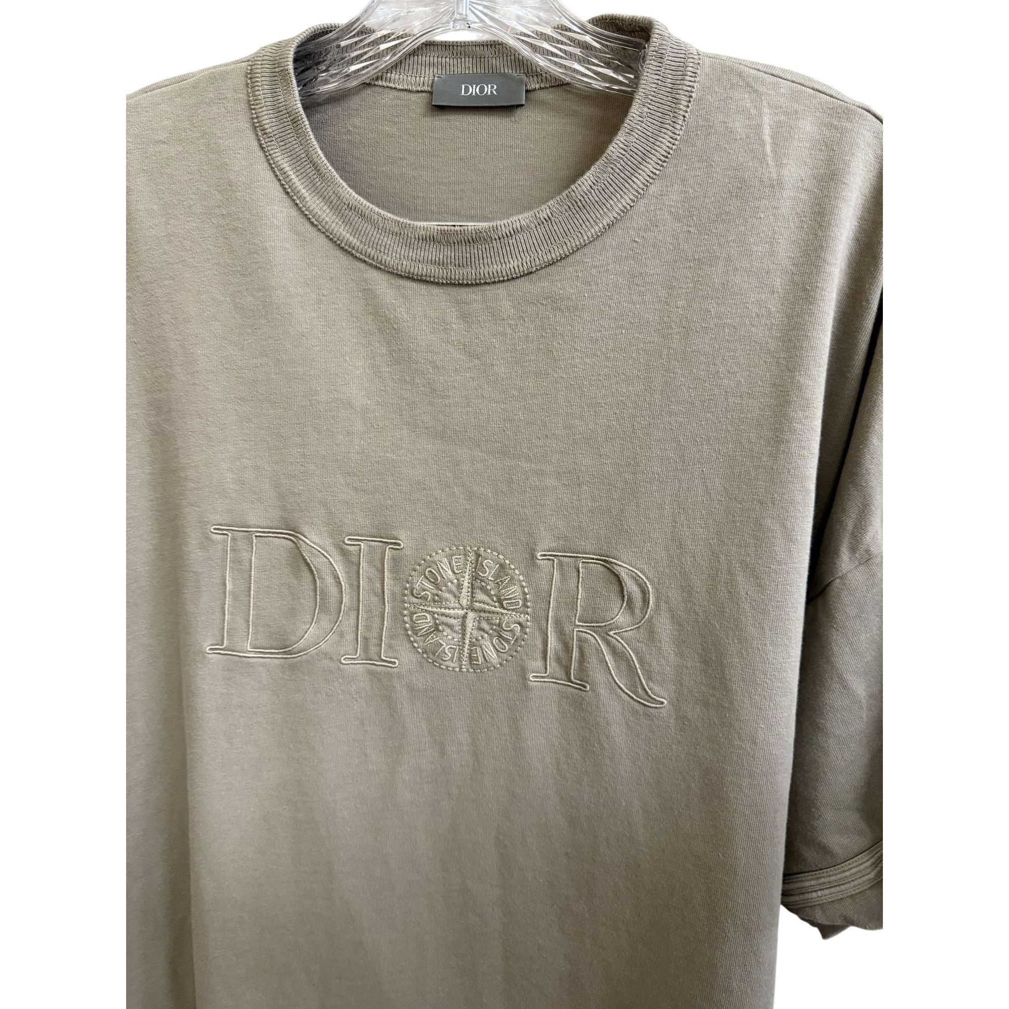 Dior Dior Beige Embroidered Logo Cotton Oversized T-Shirt L Made Size US L / EU 52-54 / 3 - 10 Thumbnail