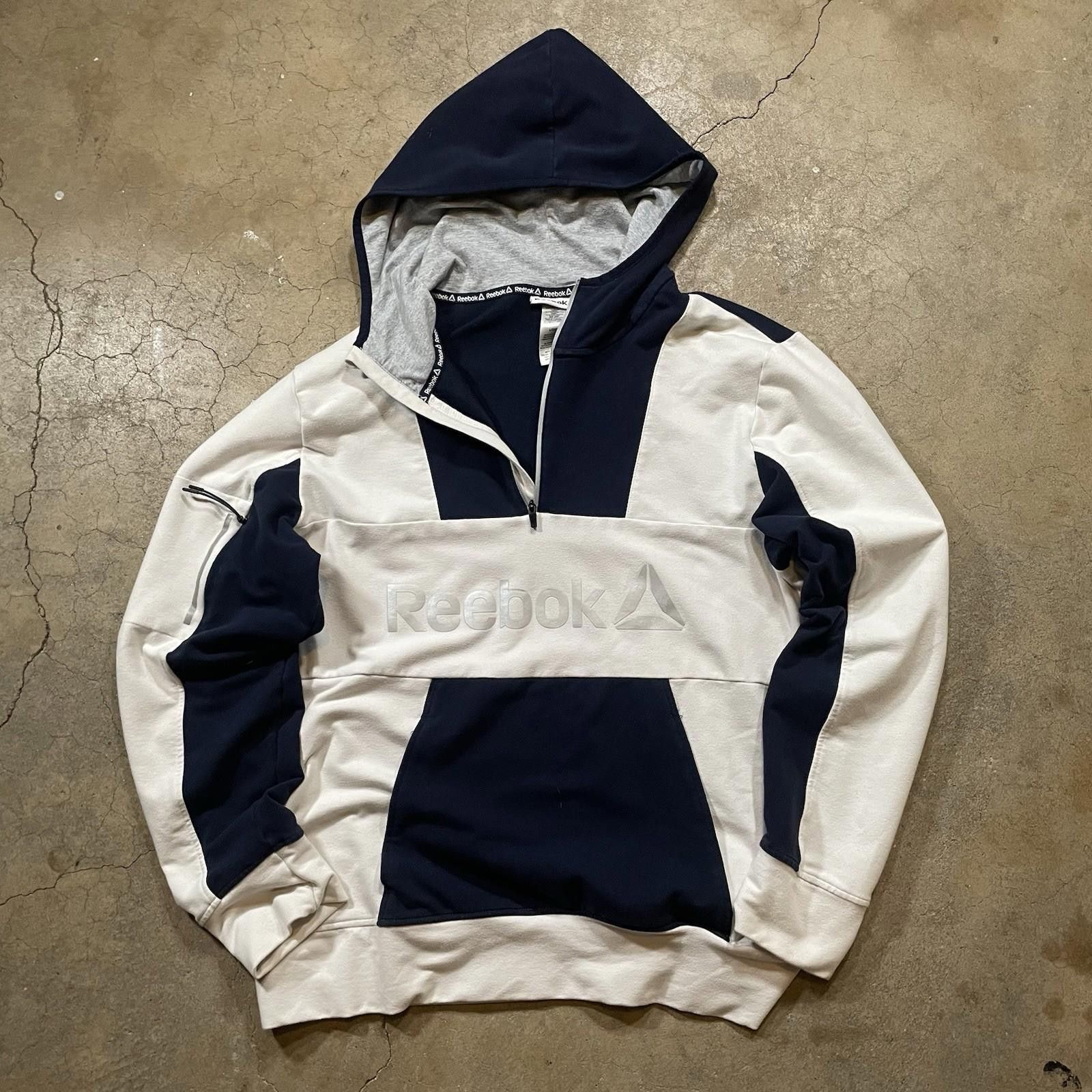 Reebok Reebok Hoodie Mens Large White x Blue Sweatshirt Long Sleeve Size US L / EU 52-54 / 3 - 1 Thumbnail