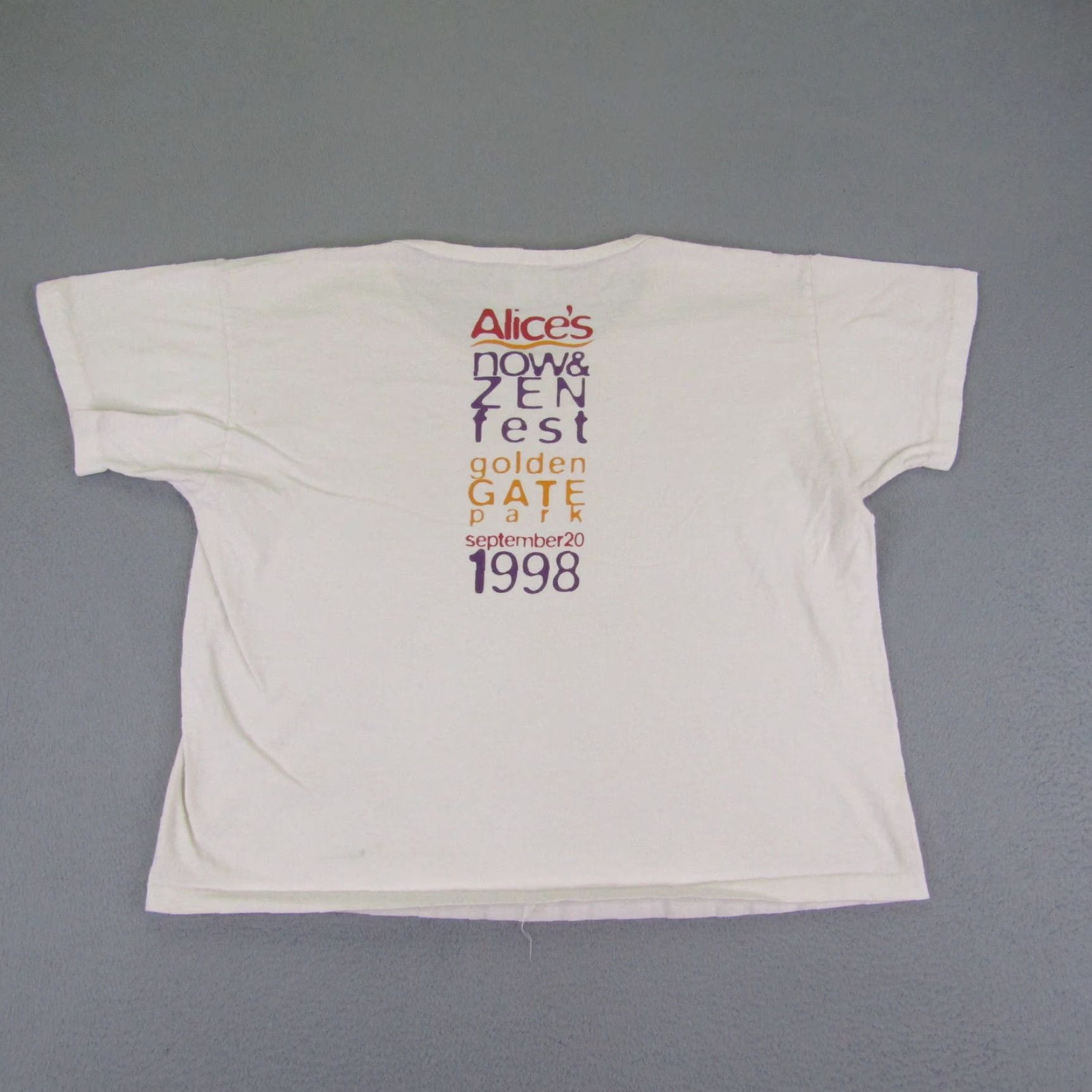 Anvil VINTAGE Now & Zen Fest Shirt Women Large 90s Cotton White Short Sleeve Crew Neck T-Shirt Anvil Logo Pattern Solid Front/Back Tags: None Size L / US 10 / IT 46 - 6 Thumbnail
