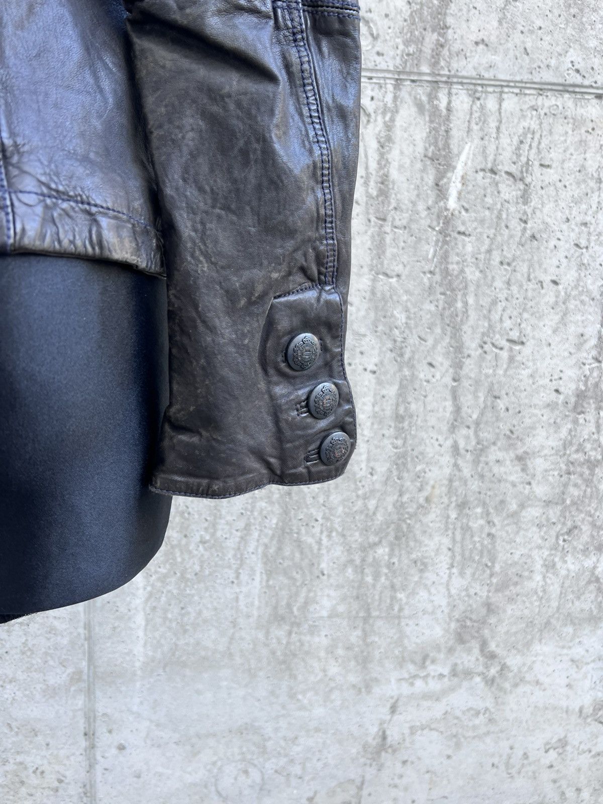 Hedi Slimane Real Leather Napoleon Asymmetrical Zip Cropped Jacket Size M / US 6-8 / IT 42-44 - 7 Thumbnail