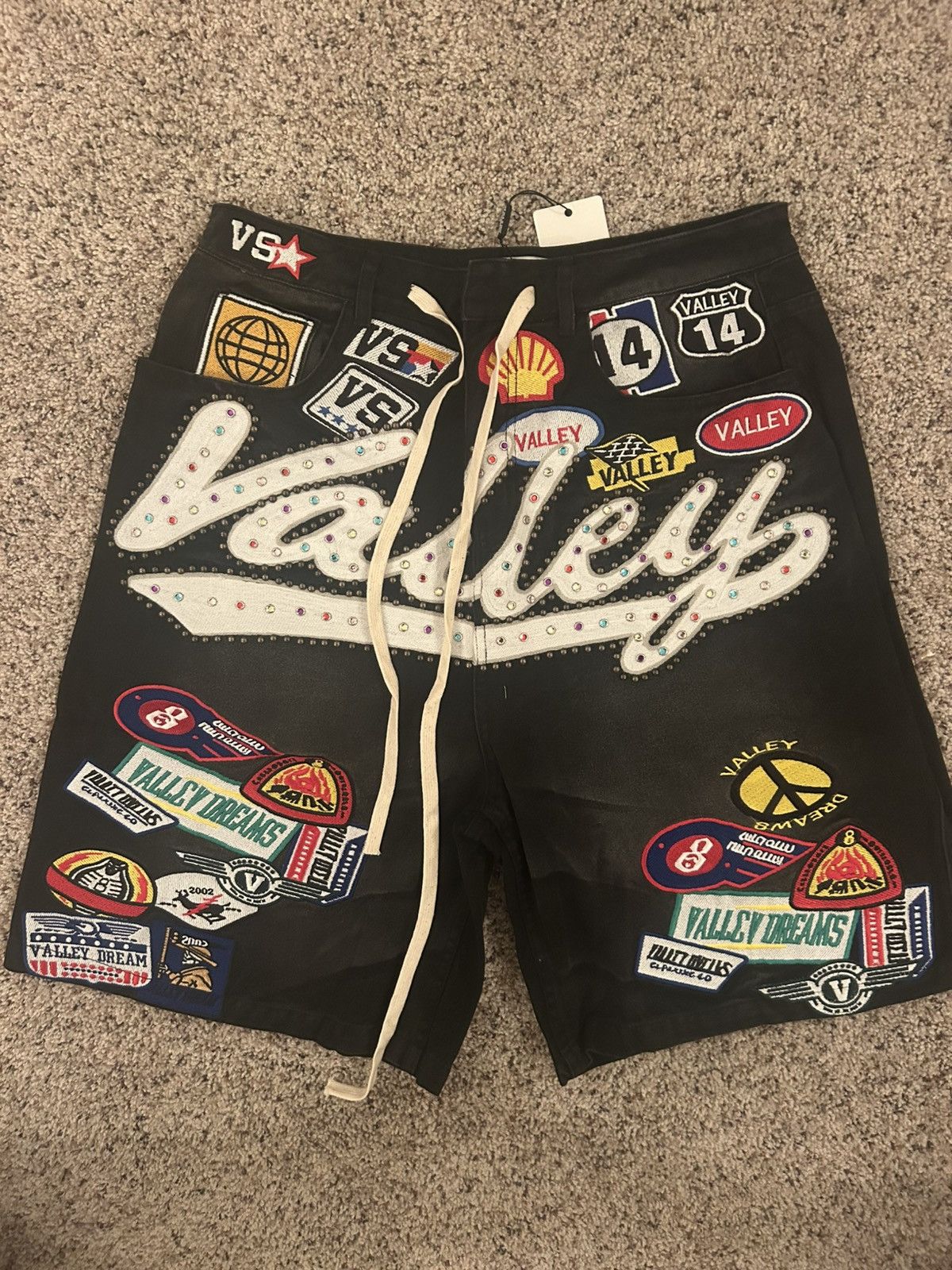 Pre-owned Vale Forever 1980's Jorts Denim Black Patchwork Valley