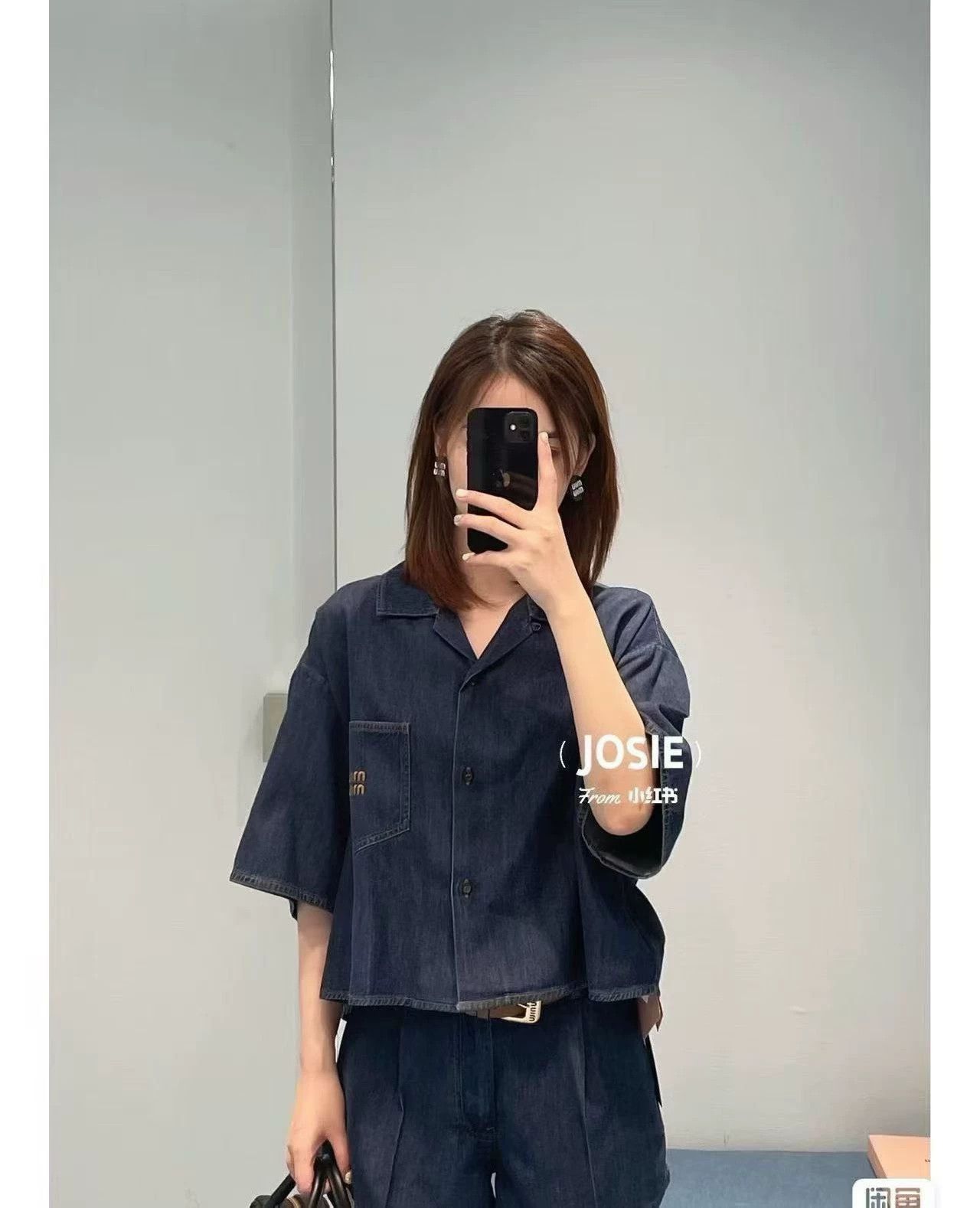 Miu Miu MIU MIU New Embroidered Logo Denim Short Sleeve 40 Size M / US 6-8 / IT 42-44 - 4 Thumbnail