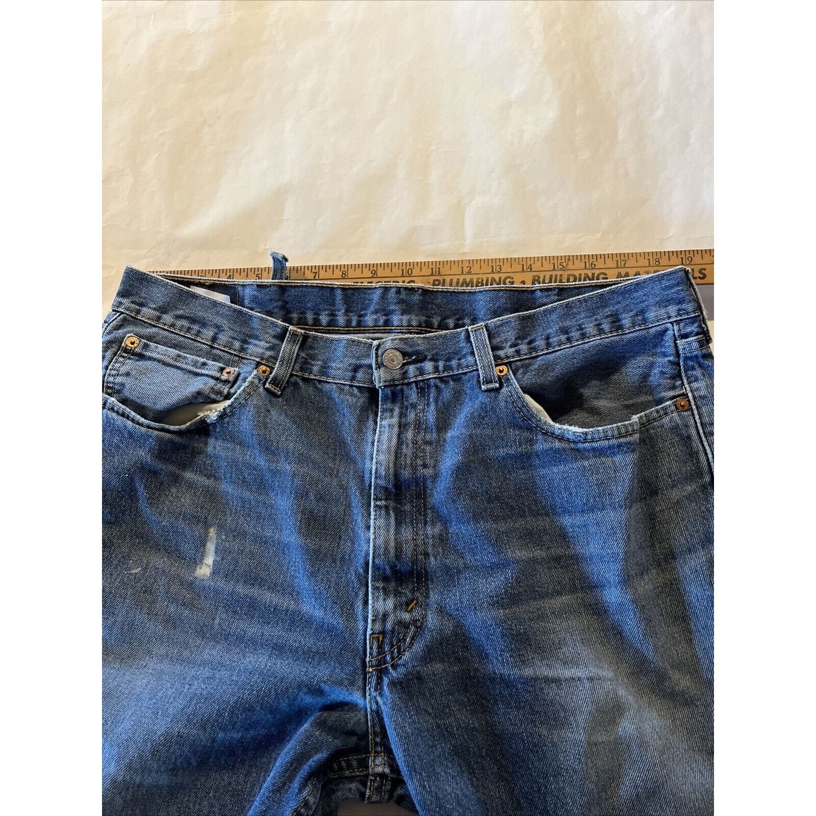 Levi's Levi’s 550 Mens 38x29 Relaxed Denim Jeans Blue Distressed Size US 38 / EU 54 - 2 Thumbnail