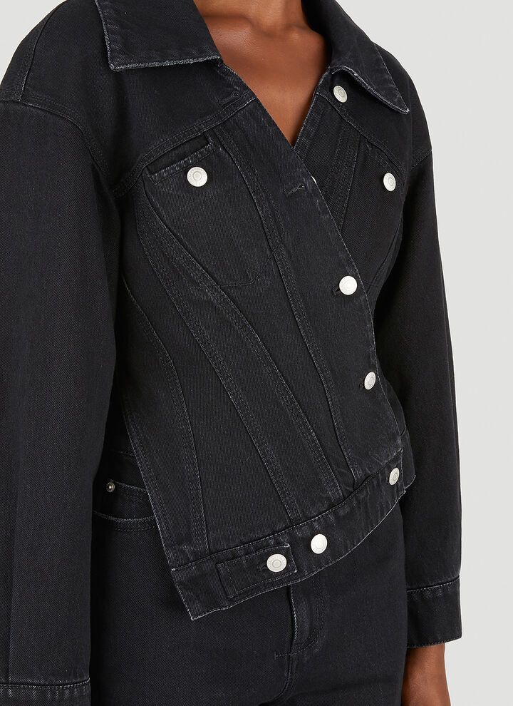 Alexander McQueen o1y0325 Denim Jacket in Black Size XS / US 0-2 / IT 36-38 - 2 Thumbnail
