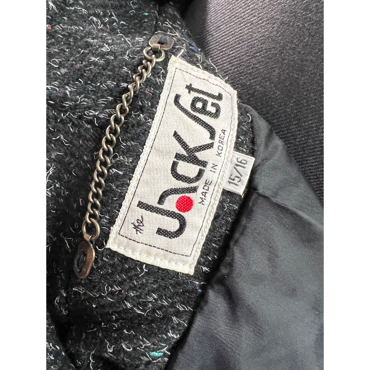 Vintage vintage wool coat charcoal teal pink blue high neck leather Size XXL / US 16-18 / IT 52-54 - 12 Thumbnail