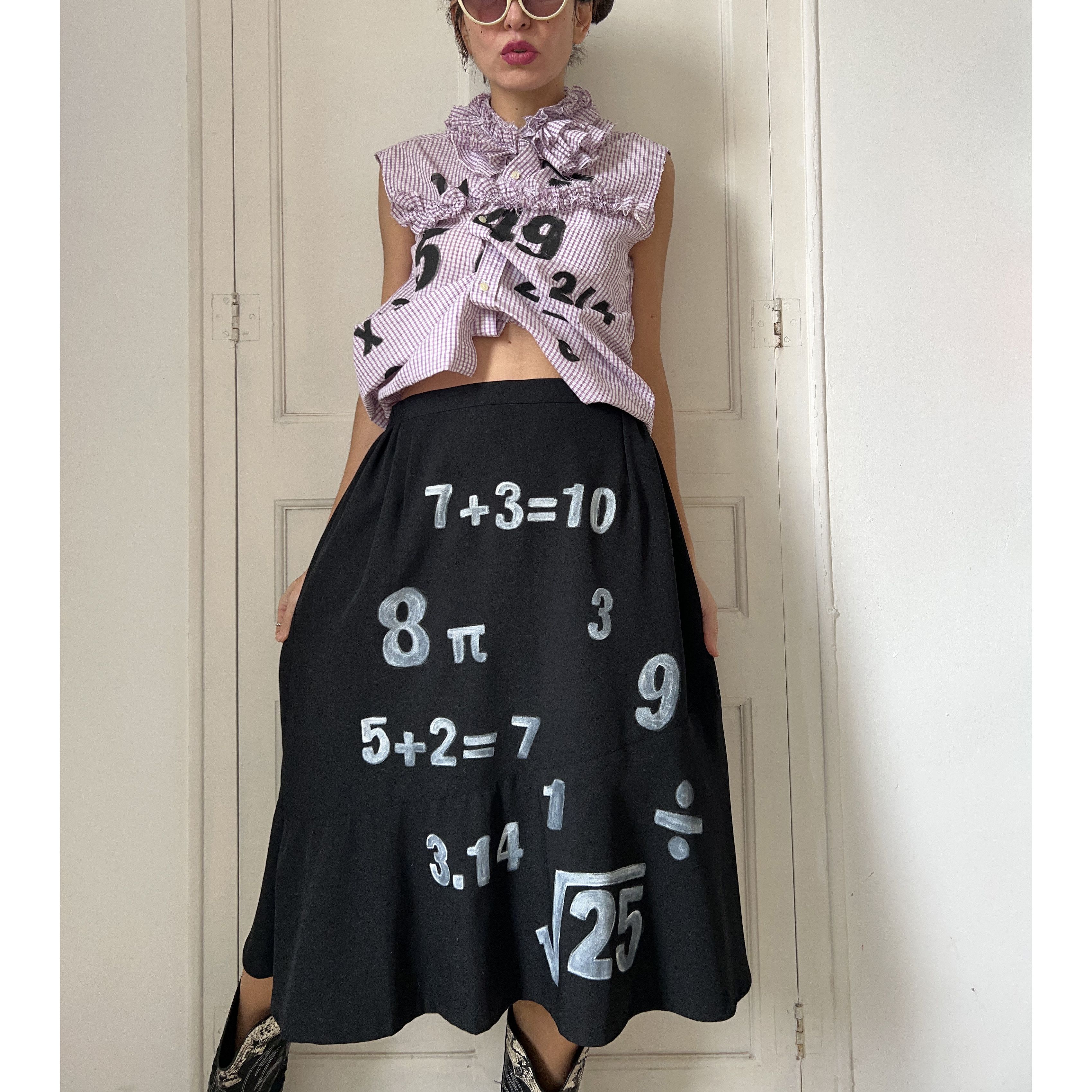 Custommade Hand-Painted Math Equation Skirt Set Size XL / US 12-14 / IT 48-50 - 3 Thumbnail
