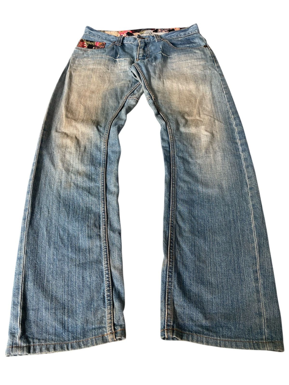 Kapital Y2k Japan Dominate Handcrafted Floral Sukajan Mudwash Jeans Size US 32 / EU 48 - 3 Thumbnail