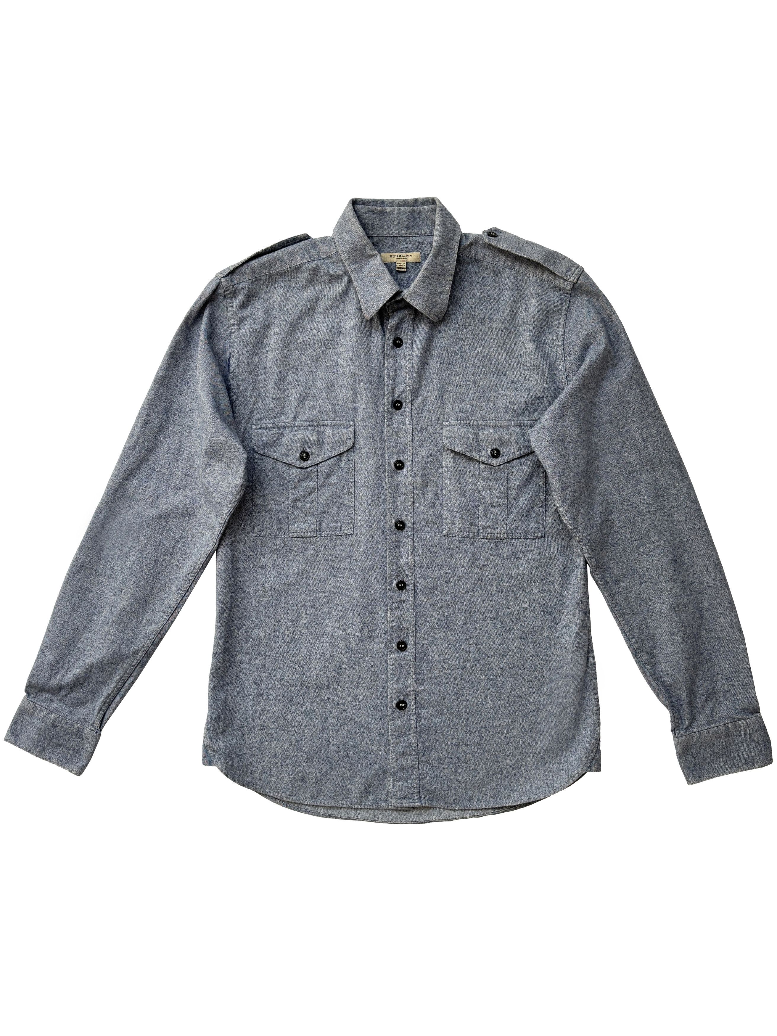 Burberry ⚡️QUICK SALE⚡️Burberry Blue Chambray Button-Up Shirt Size US M / EU 48-50 / 2 - 1 Thumbnail