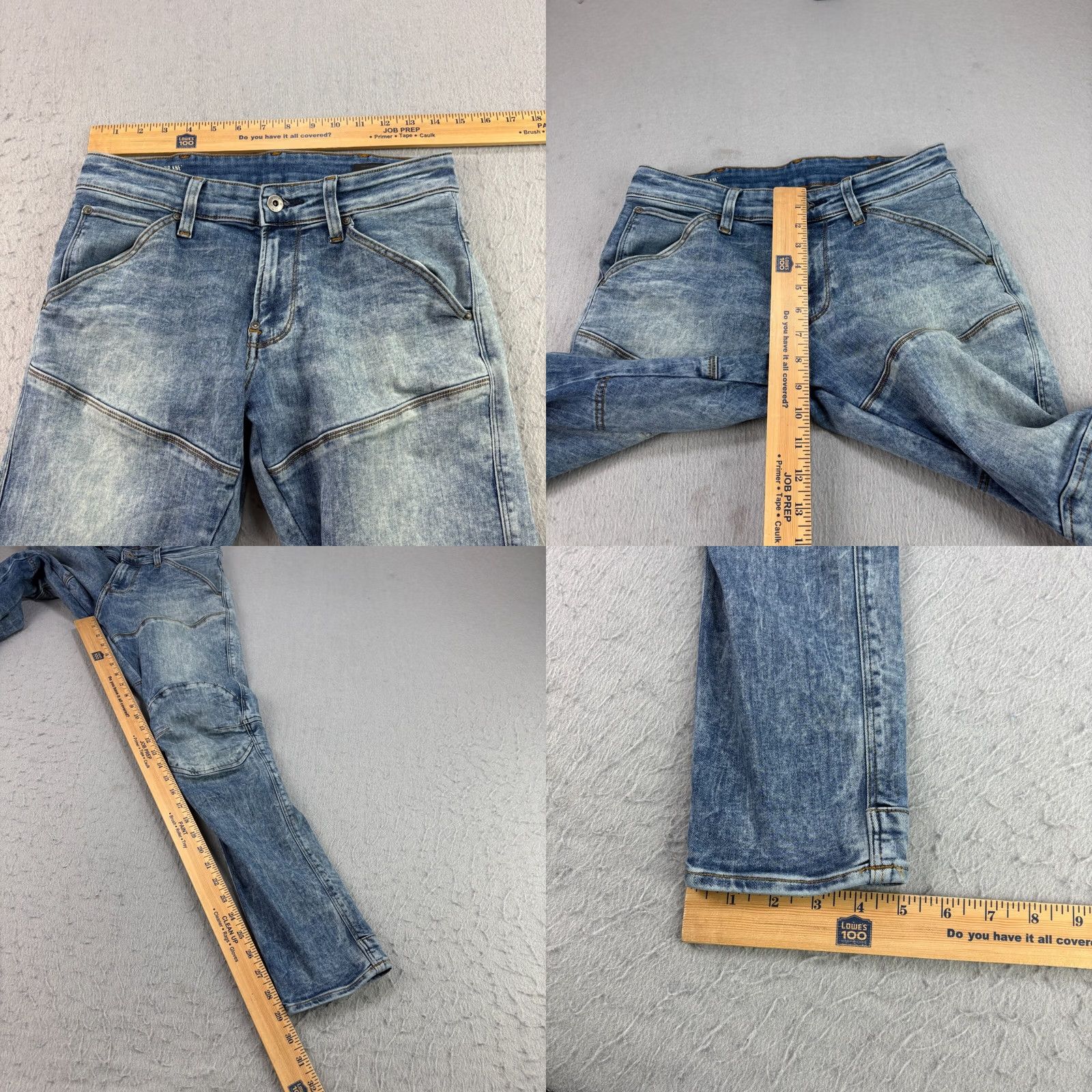 G-Star G Star Raw Jeans Slim 29x29 Blue Denim Hip Hop 3D Zip Knee Skinny Fit Mens Jeans Size US 29 - 8 Thumbnail