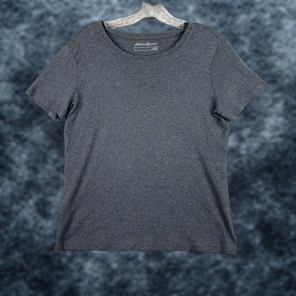 Eddie Bauer Eddie Bauer T-Shirt Womens XL Gray 100% Cotton Solid Short Sleeve Crew Neck Tops - Regular Size XL / US 12-14 / IT 48-50 - 1 Thumbnail