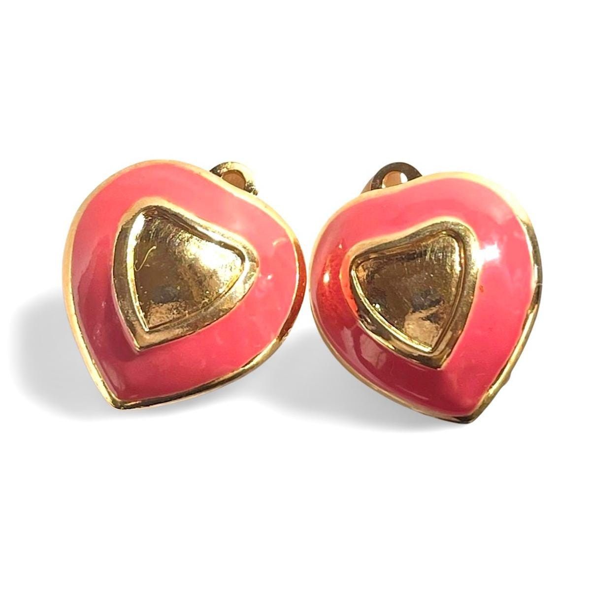 Nina Ricci Vintage Nina Ricci gold and pink heart earrings. Chic mod Size ONE SIZE - 1 Thumbnail