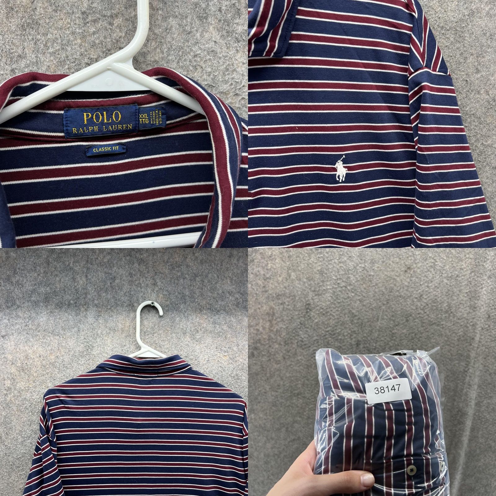 Polo Ralph Lauren Polo Ralph Lauren Polo Shirt Mens 2XL Navy Striped Classic Cotton Golf Shirt Mens 2XL Navy Striped Polo Size US XXL / EU 58 / 5 - 8 Thumbnail
