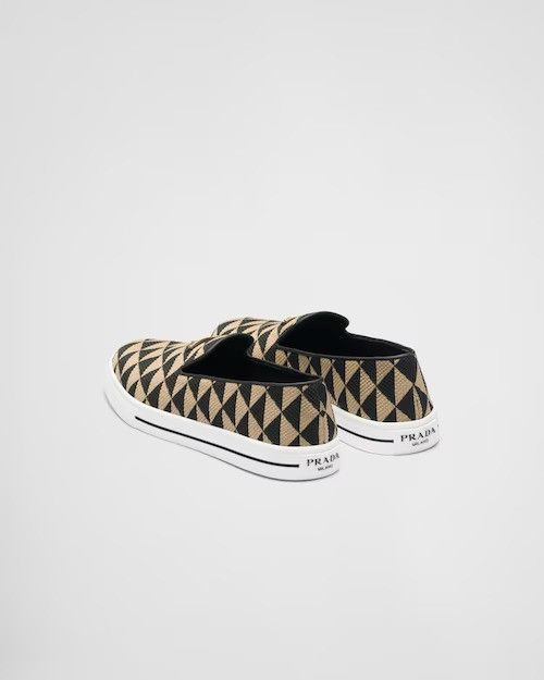 Prada o1w1db11124 Embroidered Fabric Slip Ons in Black/Beige Size US 6 / IT 36 - 5 Thumbnail