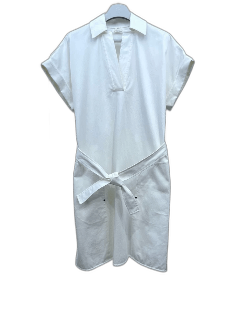 Hermes Hermes White V-neck Tie Waist Dress Size US 40 / EU 56 - 1 Thumbnail