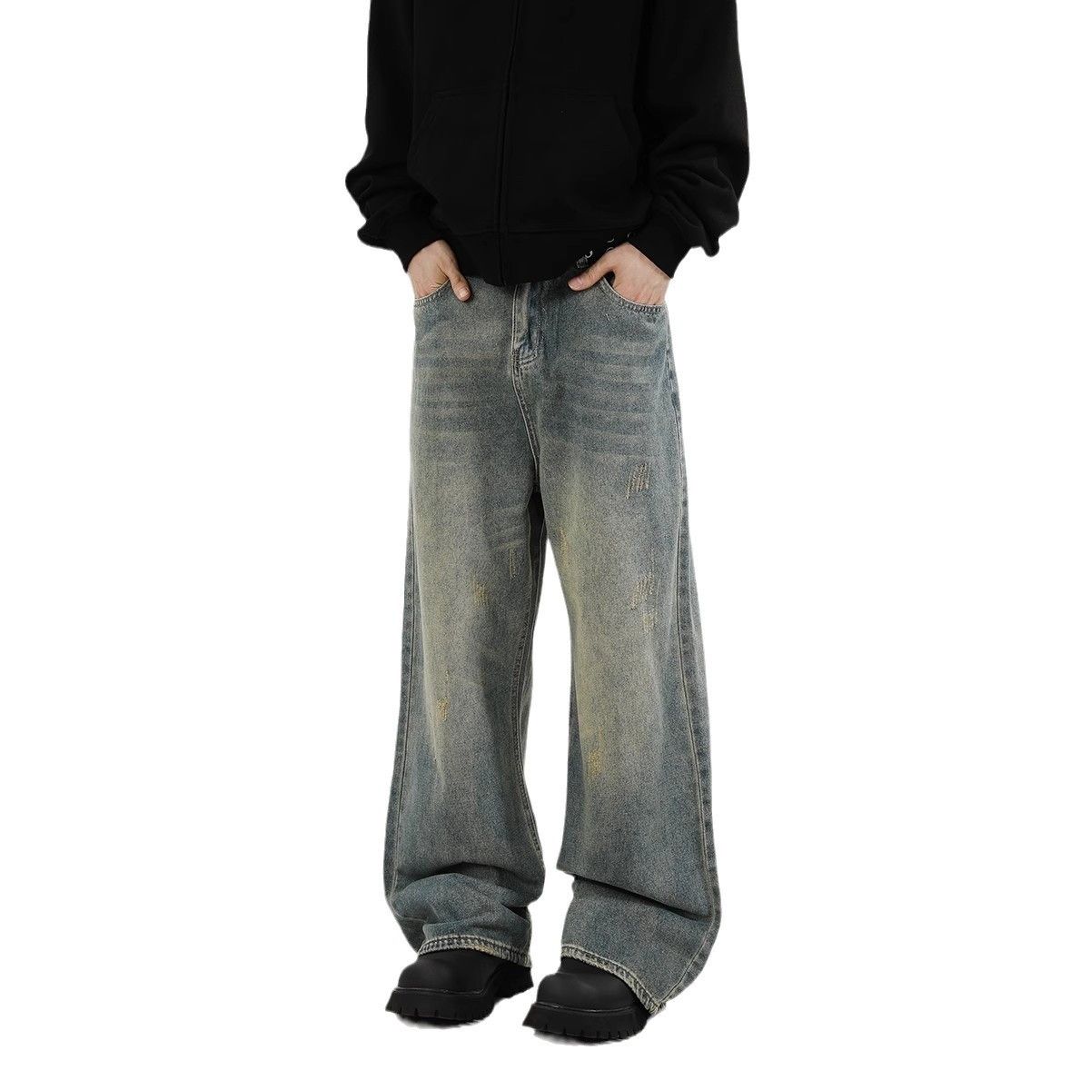 Japanese Brand Retro loose straight leg wide leg jeans Size US 32 / EU 48 - 5 Thumbnail