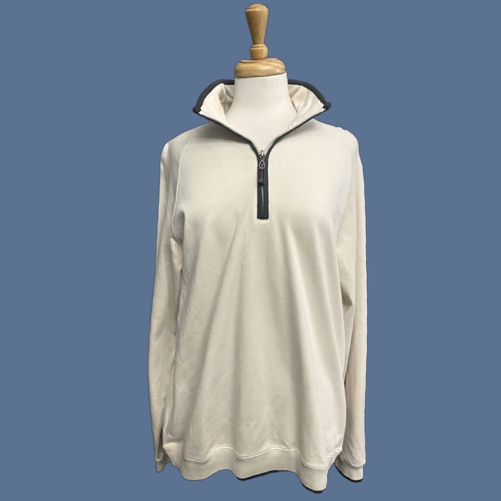 Vintage Trump Golf Quarter Zip Pullover Sweatshirt Ivory Men’s Size Medium fleece knit Mock Neck 1/4 Zip All Seasons Breathing Regular Mens Size US XL / EU 56 / 4 - 1 Thumbnail