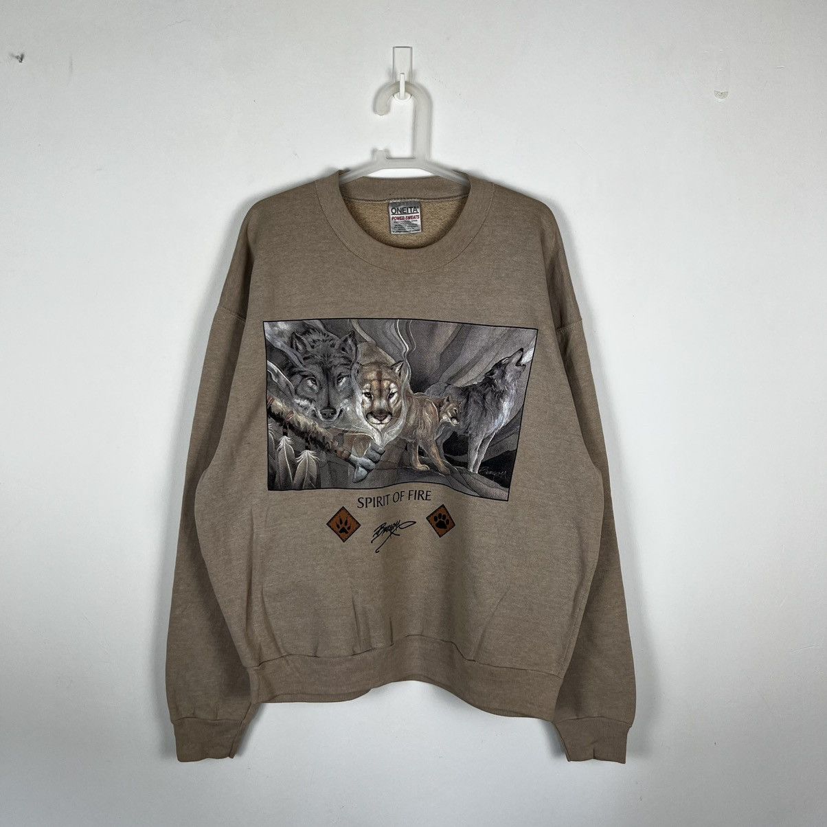 Vintage Vintage Oneita Wolf Big Printed Sweatshirt Jumper Crewneck Size US XL / EU 56 / 4 - 1 Thumbnail