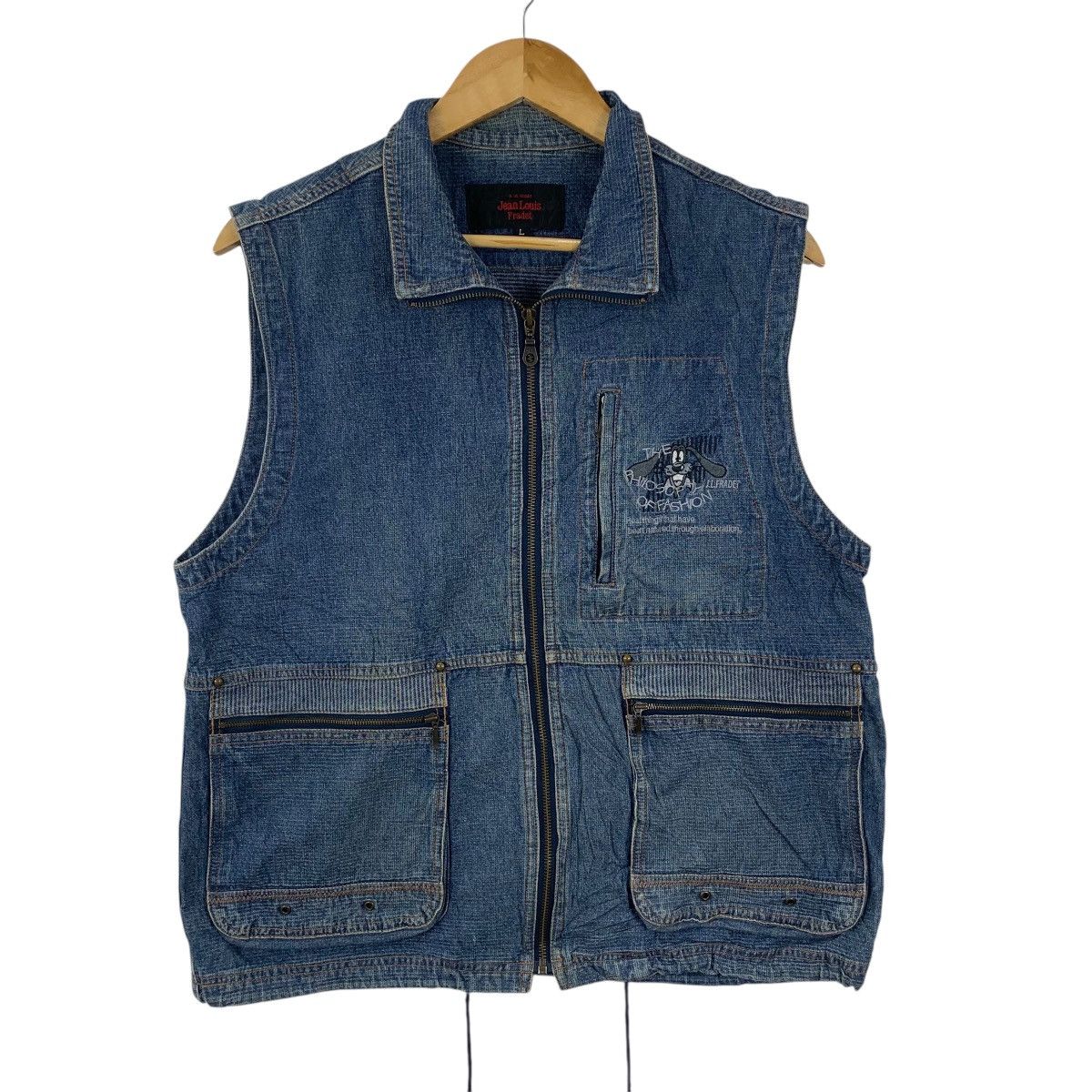 Jean-Louis Scherrer Vintage JEAN LOUIS FRADET Paris Cartoon Denim Jeans Vest Size L / US 10 / IT 46 - 4 Thumbnail