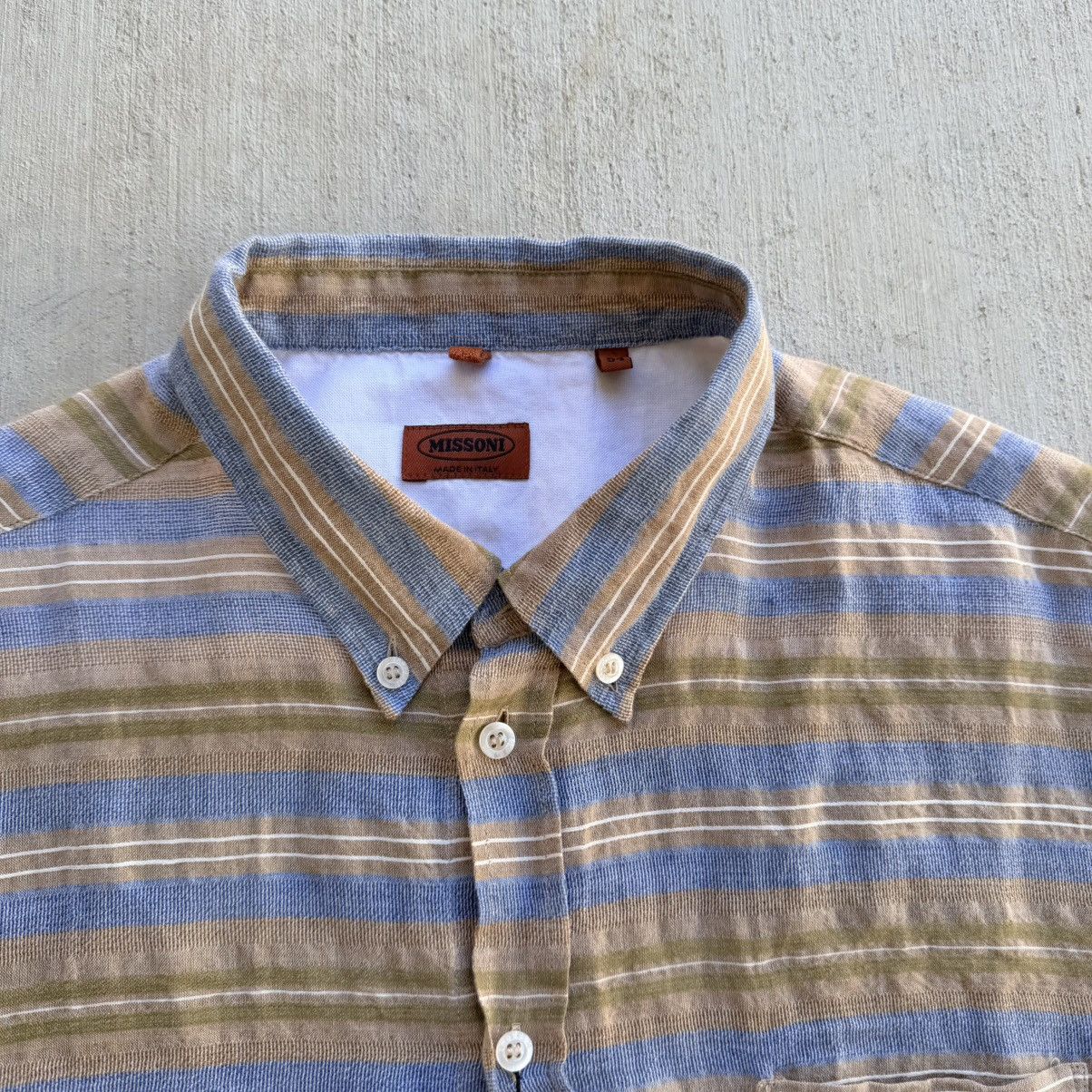 Missoni Missoni Orange Label Shirt Men Size 54 Linen Blend Striped Size US XL / EU 56 / 4 - 2 Thumbnail