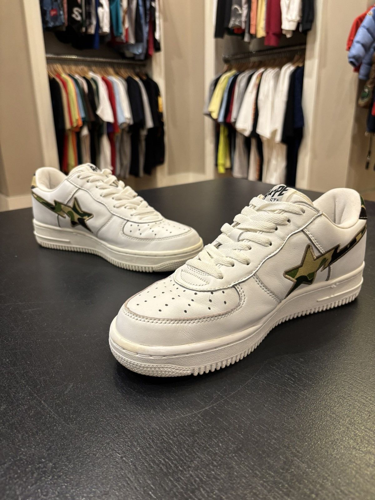 Bape A Bathing Ape Bapesta FS-001 Low ‘White Green Camo’ Size US 9.5 / EU 42-43 - 2 Thumbnail