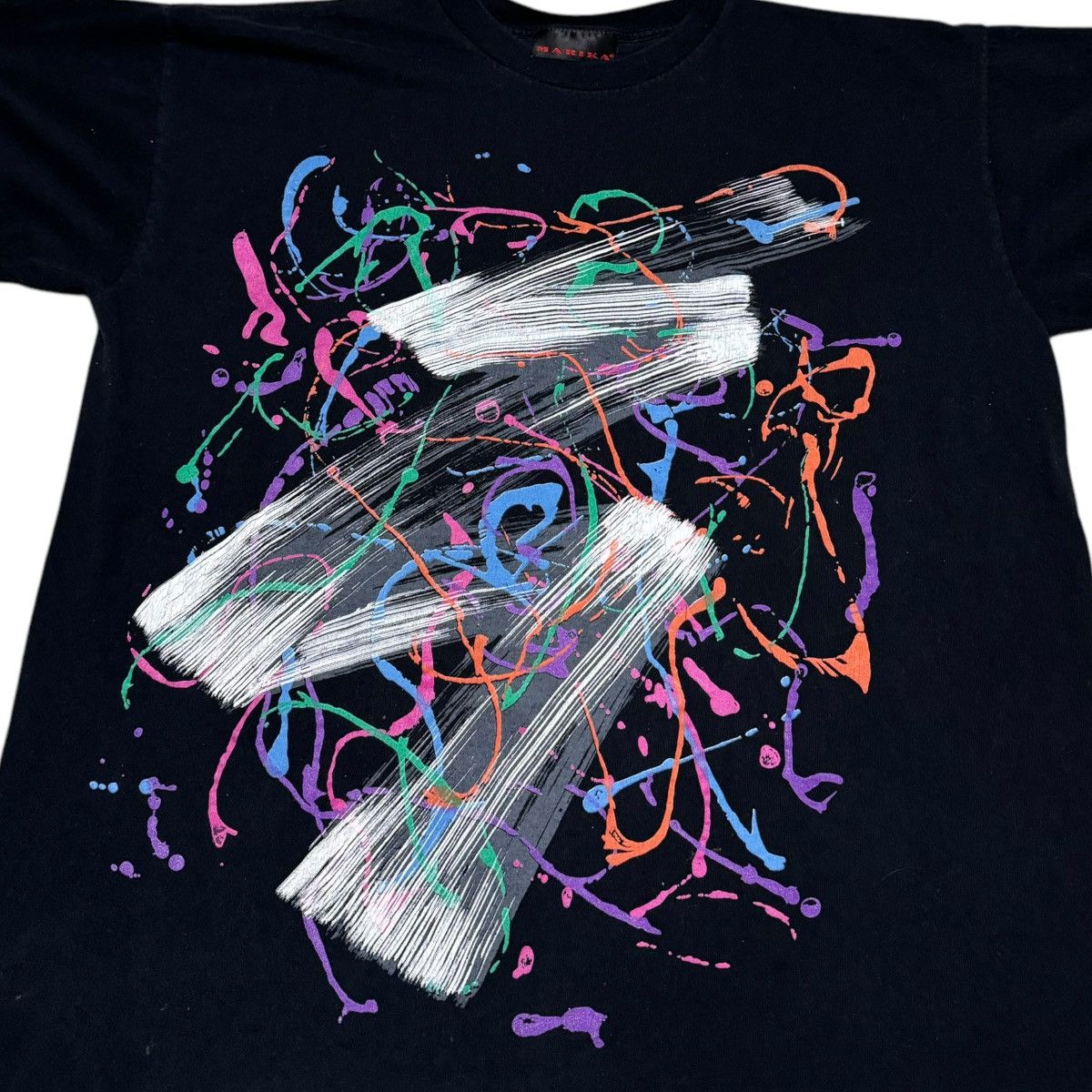 Vintage Vintage 90s Marika Single Stitch Abstract Art Black Shirt XL Size US XL / EU 56 / 4 - 2 Thumbnail