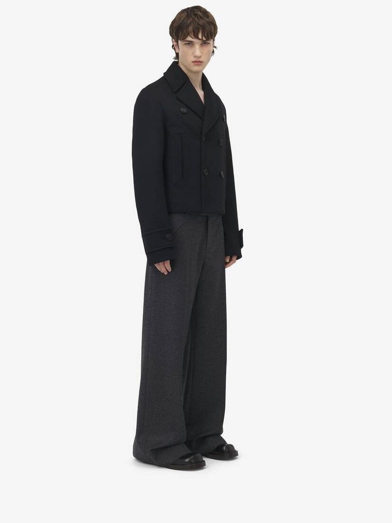 Alexander McQueen o1srvl11e0226 Wool Felt Peacoat In Black Size US S / EU 44-46 / 1 - 4 Thumbnail